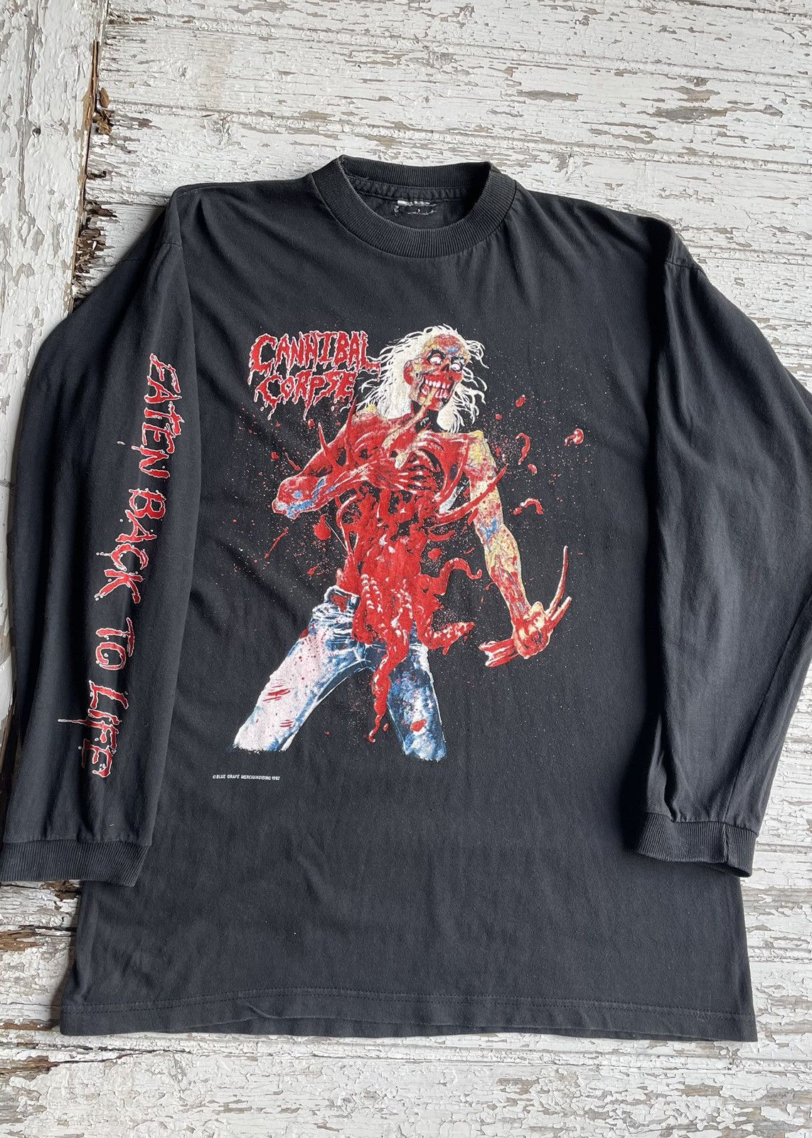 image of Band Tees x Vintage 1992 Cannibal Corpse Eaten Back To Life OG Longsleeve XL in Black, Men's