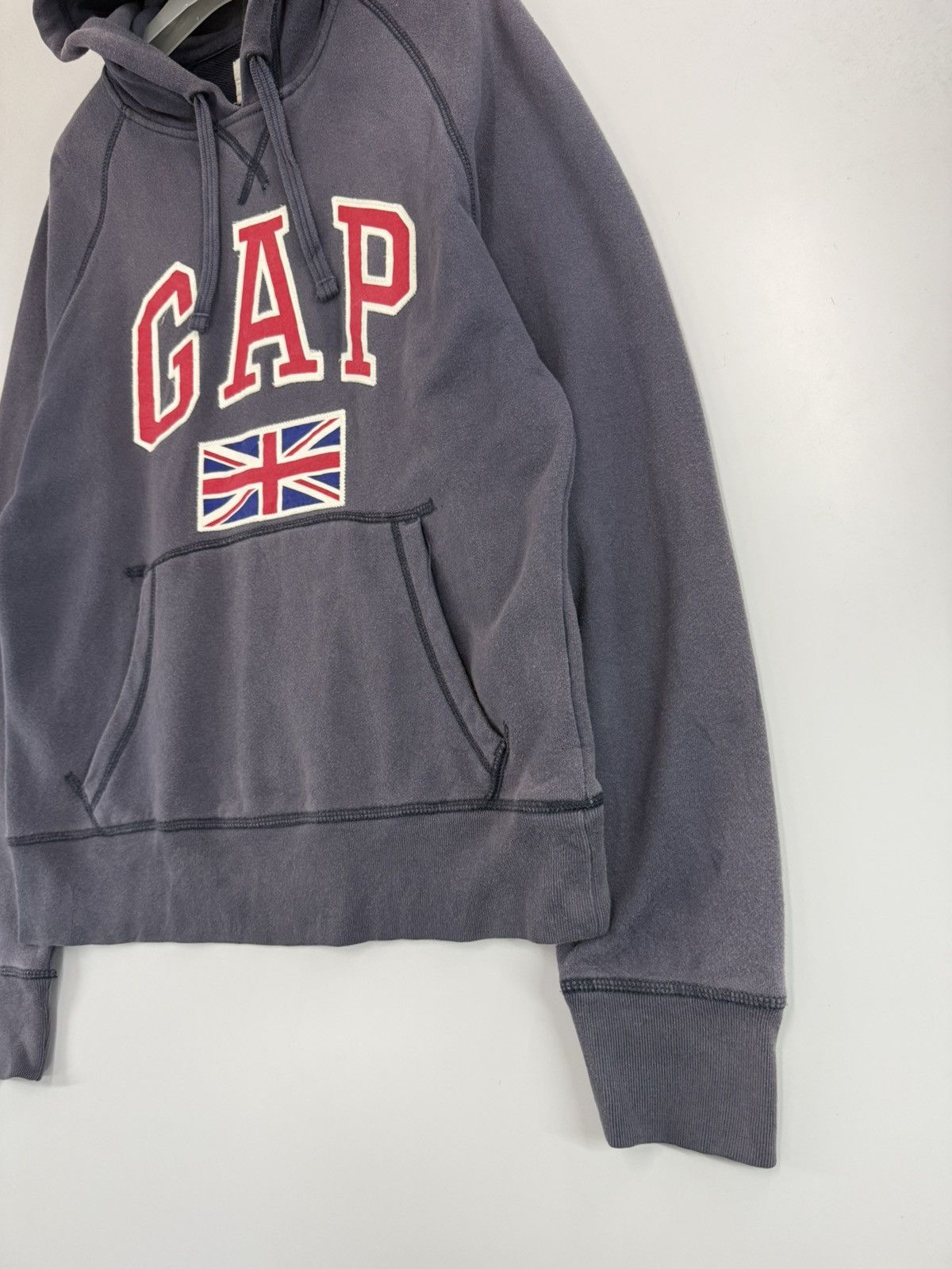 Gap 🔥 GAP Britain Navy Distressed Faded Hoodie Spellout Logo - S Size US S / EU 44-46 / 1 - 2 Thumbnail