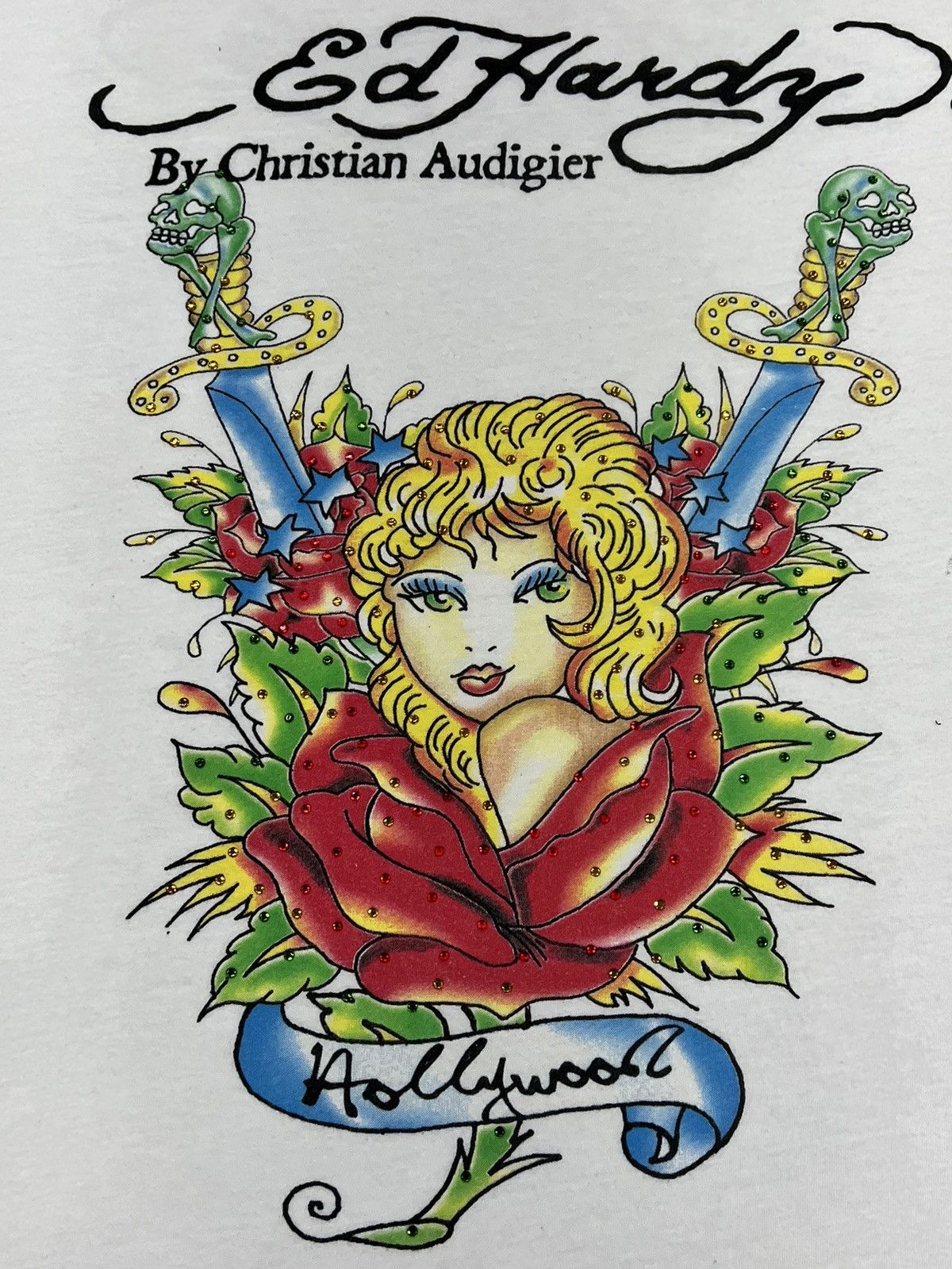 Ed Hardy Vintage Y2k Ed Hardy Rhinestone Tee Size US XL / EU 56 / 4 - 2 Thumbnail