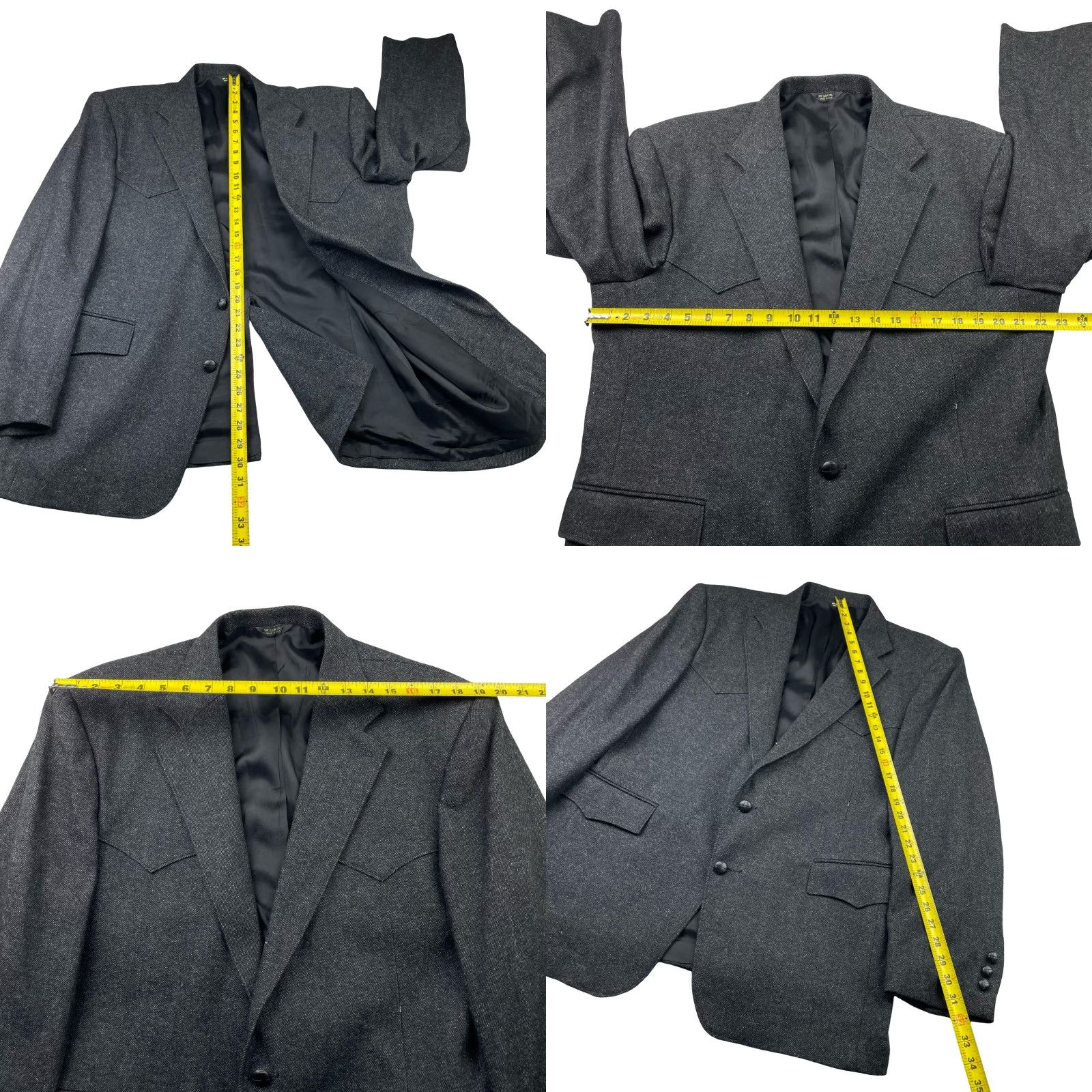 Vintage VINTAGE Pagno West Blazer Gray 2-Button Western Wool Tweed Men’s USA 44R Size 44R - 8 Thumbnail