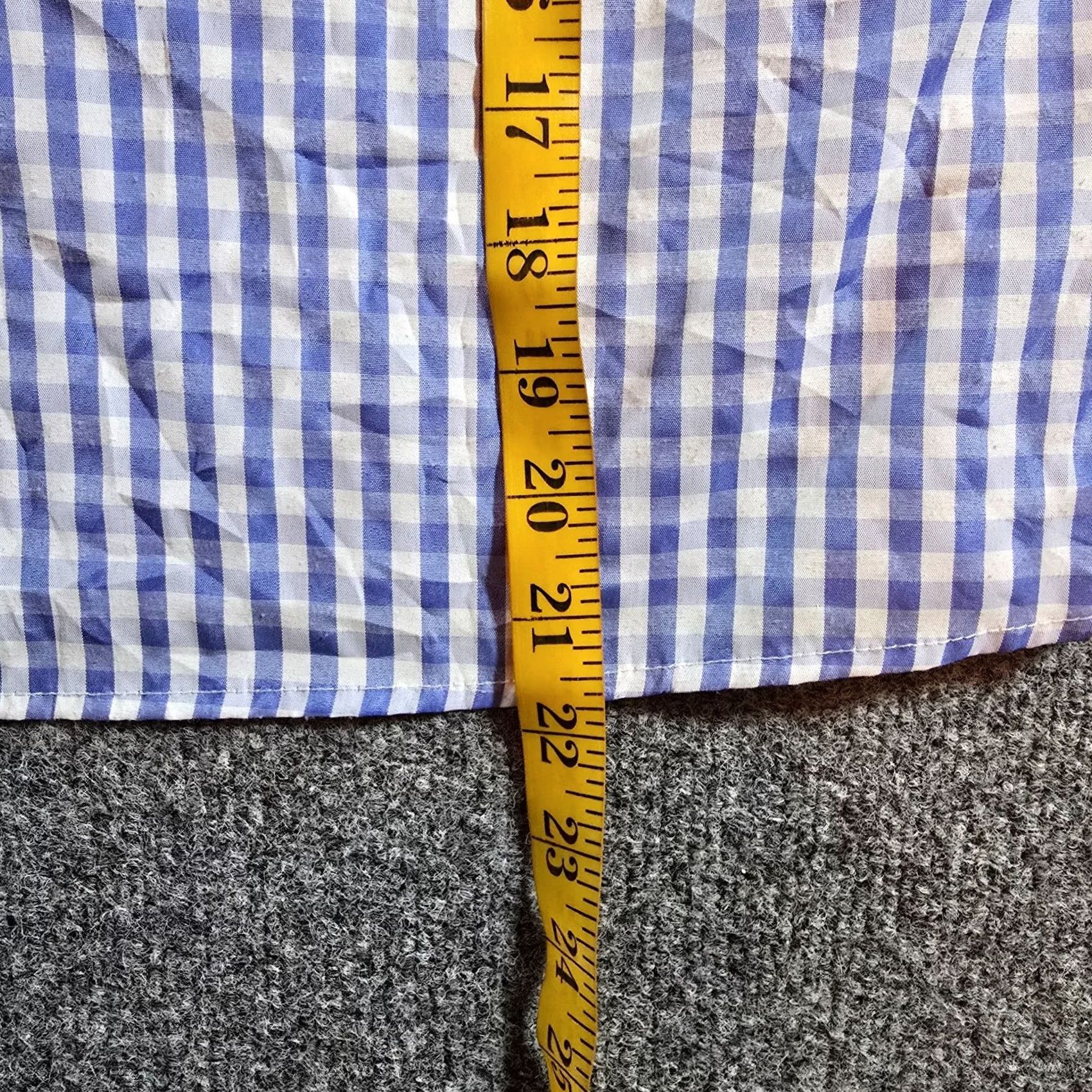 Vintage Sunday In Brooklyn Blouse Shirt Womens Large Blue White Gingham Plaid Cropped Casual 3/4 Sleeve Round Neck Lightweight Easy Care Size L / US 10 / IT 46 - 6 Thumbnail