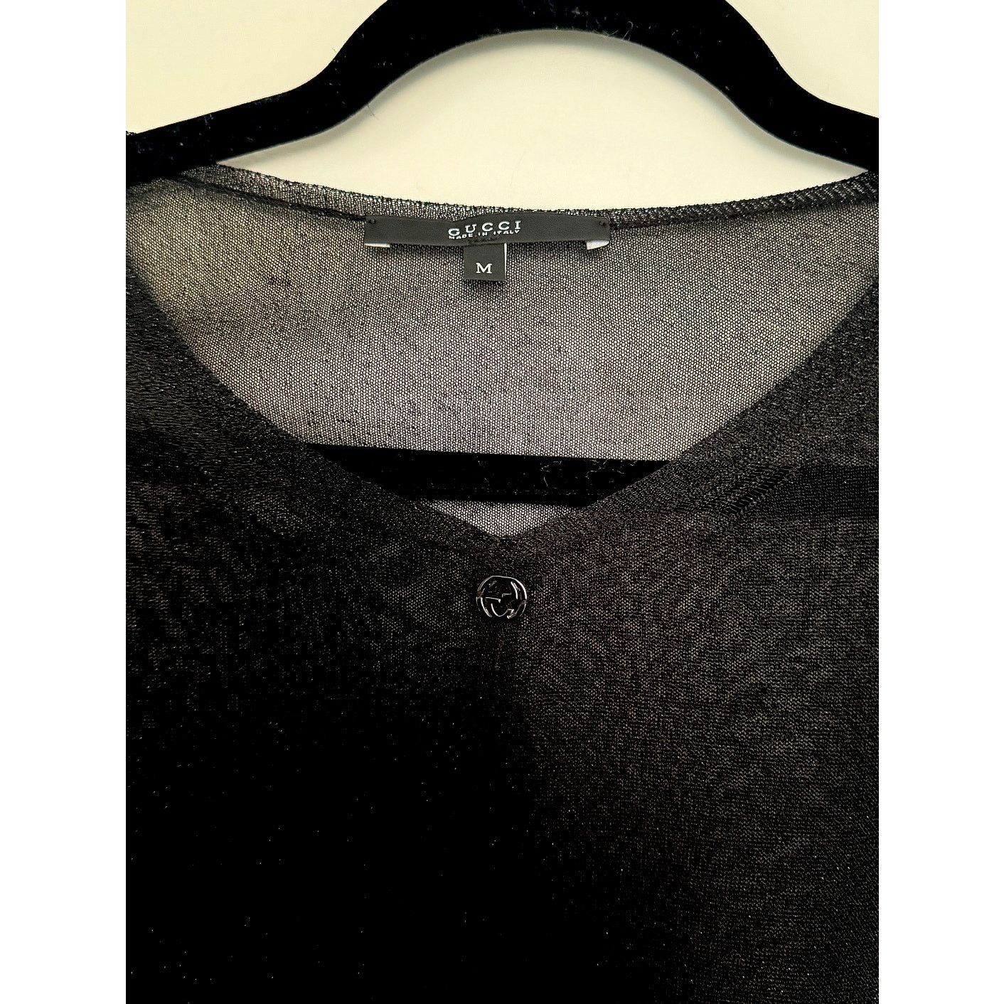 Gucci GUCCI Black Sheer Jersey Scoop Neck Long Sleeve Size M / US 6-8 / IT 42-44 - 2 Thumbnail
