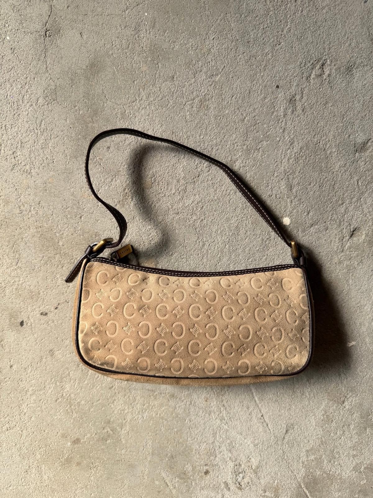 Celine Celine Macadam Suede Shoulder Bag Beige/Brown Size ONE SIZE - 2 Thumbnail