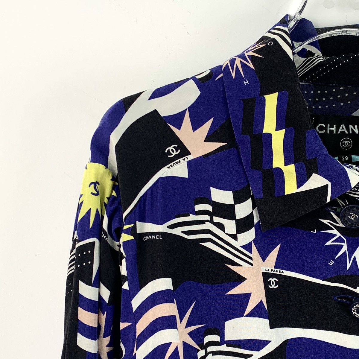 Chanel Chanel Multi-color Geometric Pattern Mulberry Silk Shirt Size S / US 4 / IT 40 - 3 Thumbnail