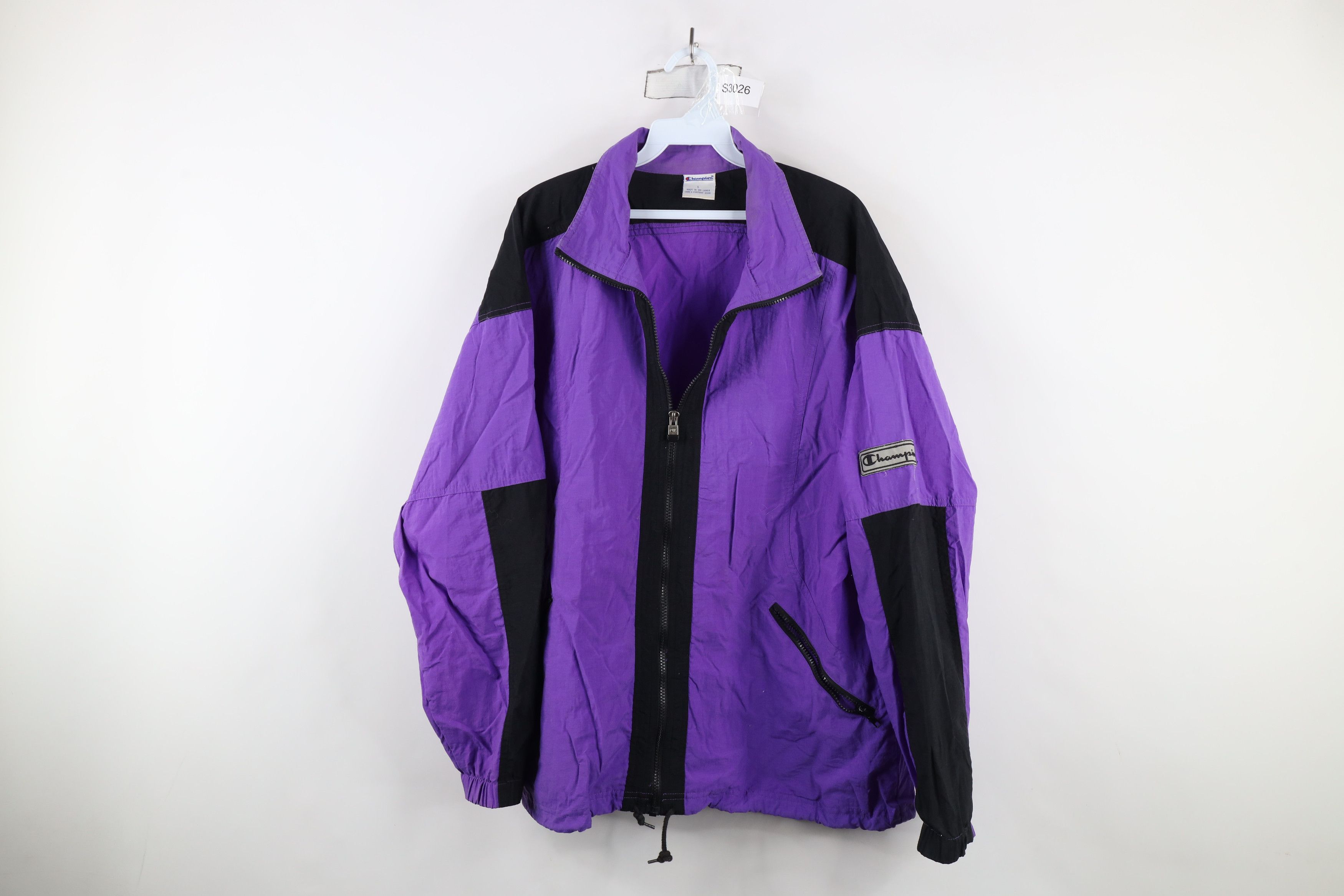 Champion × Vintage Vintage 90s Champion Reflective Windbreaker Jacket Purple Size L / US 10 / IT 46 - 1 Thumbnail