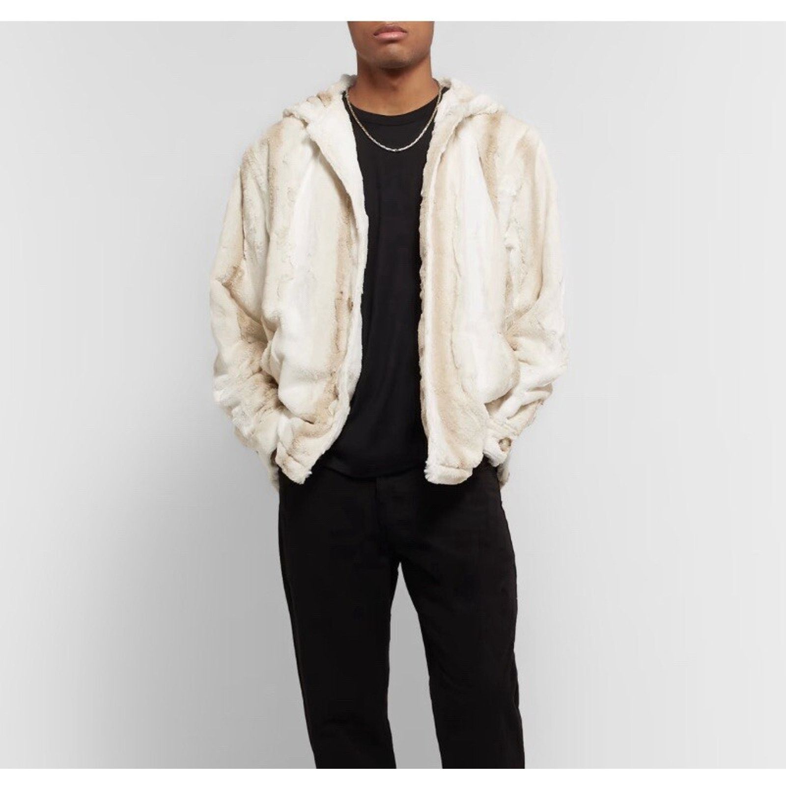 Noon Goons NOON GOONS FUR HOODED JACKET IN NEUTRALS Size XS Unisex Size XS / US 0-2 / IT 36-38 - 1 Thumbnail