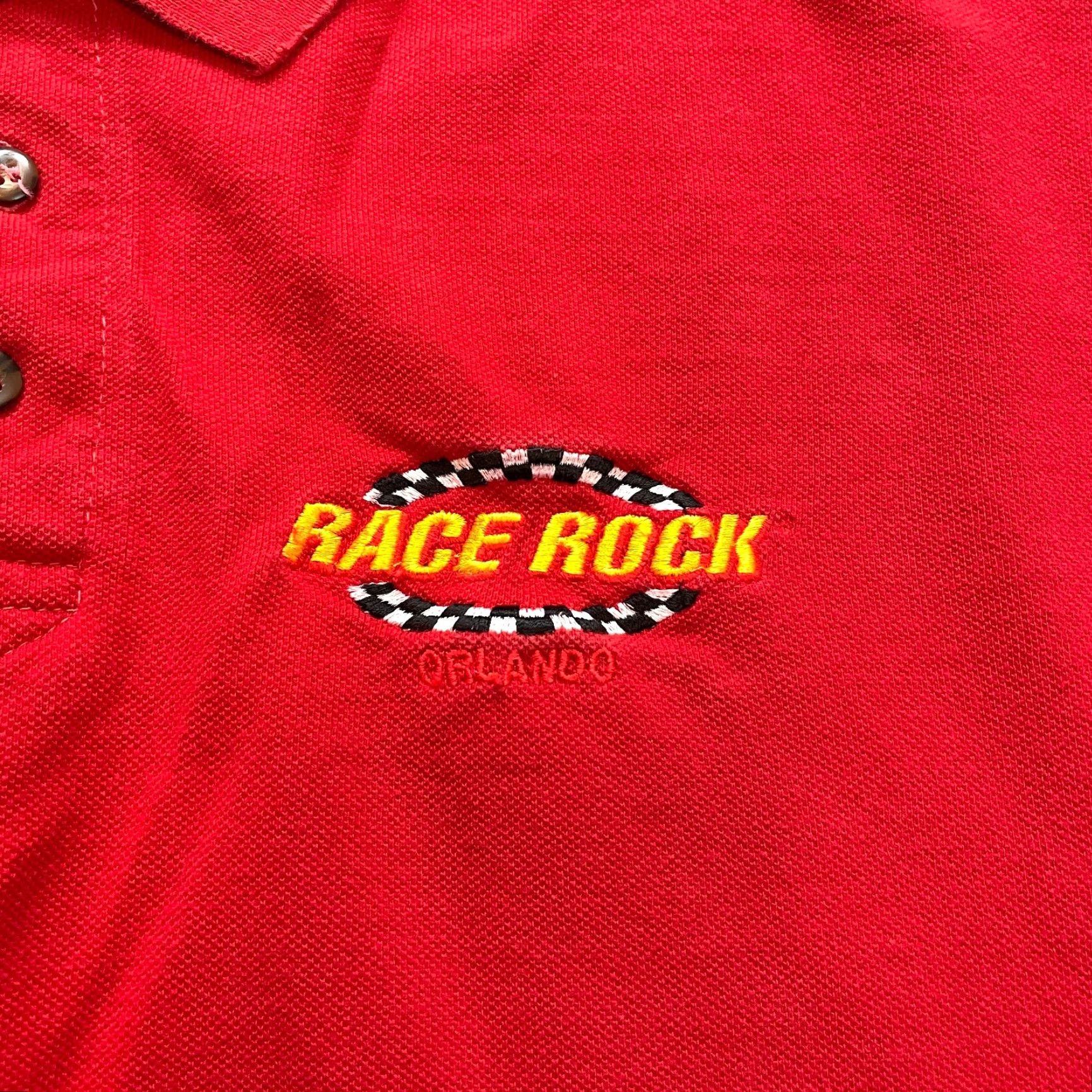 Vintage VINTAGE Race Rock Polo Shirt Mens Medium Red Collared Logo Cotton Rugby Shirt Polo Size US M / EU 48-50 / 2 - 3 Thumbnail
