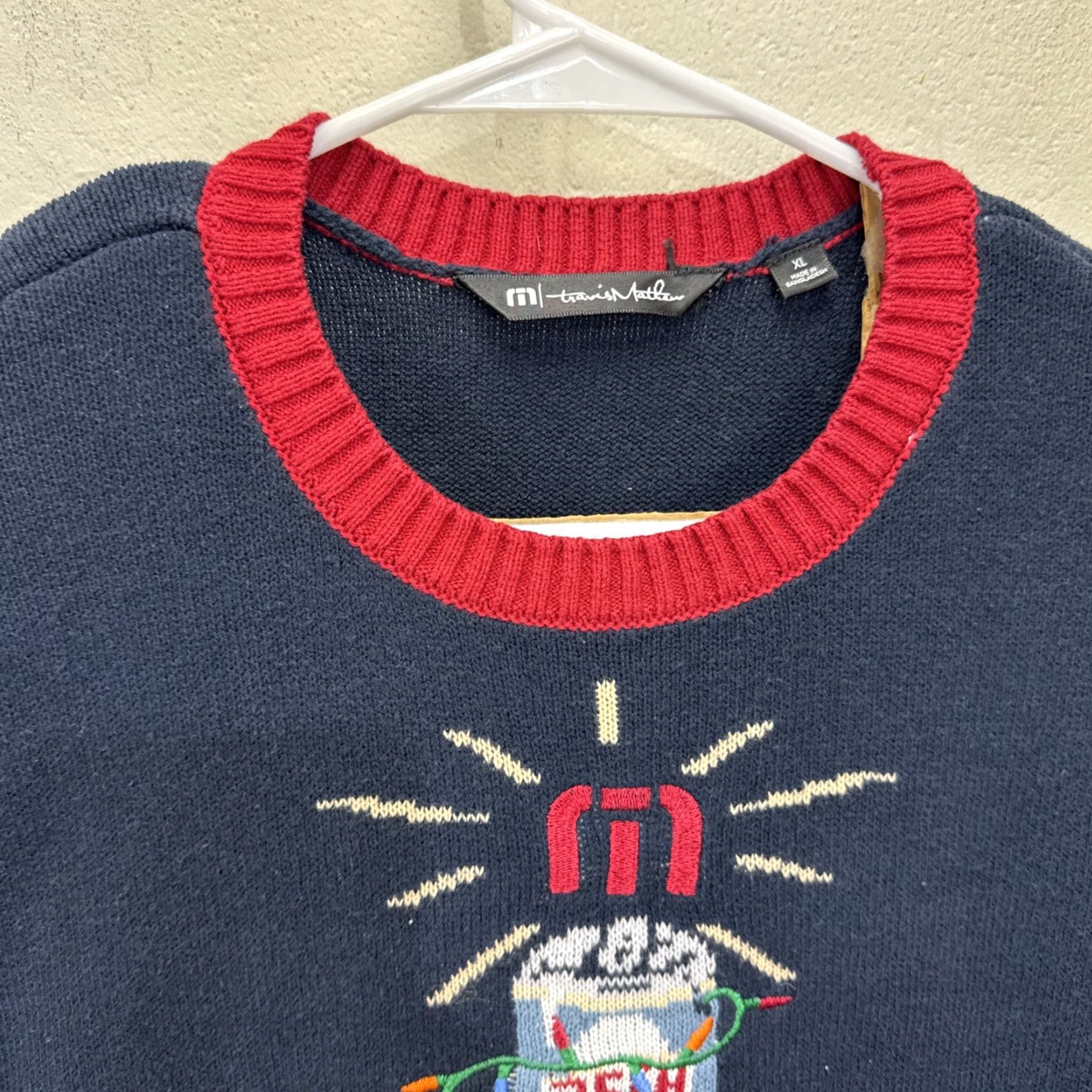 TravisMathew Travis Mathew Sweater Shirt MENS XL Christmas Ugly Sweater Graphic Print Santa Beer Blue Knit Pullover Mens XL Christmas 90s? Wait no. Size US XL / EU 56 / 4 - 4 Thumbnail