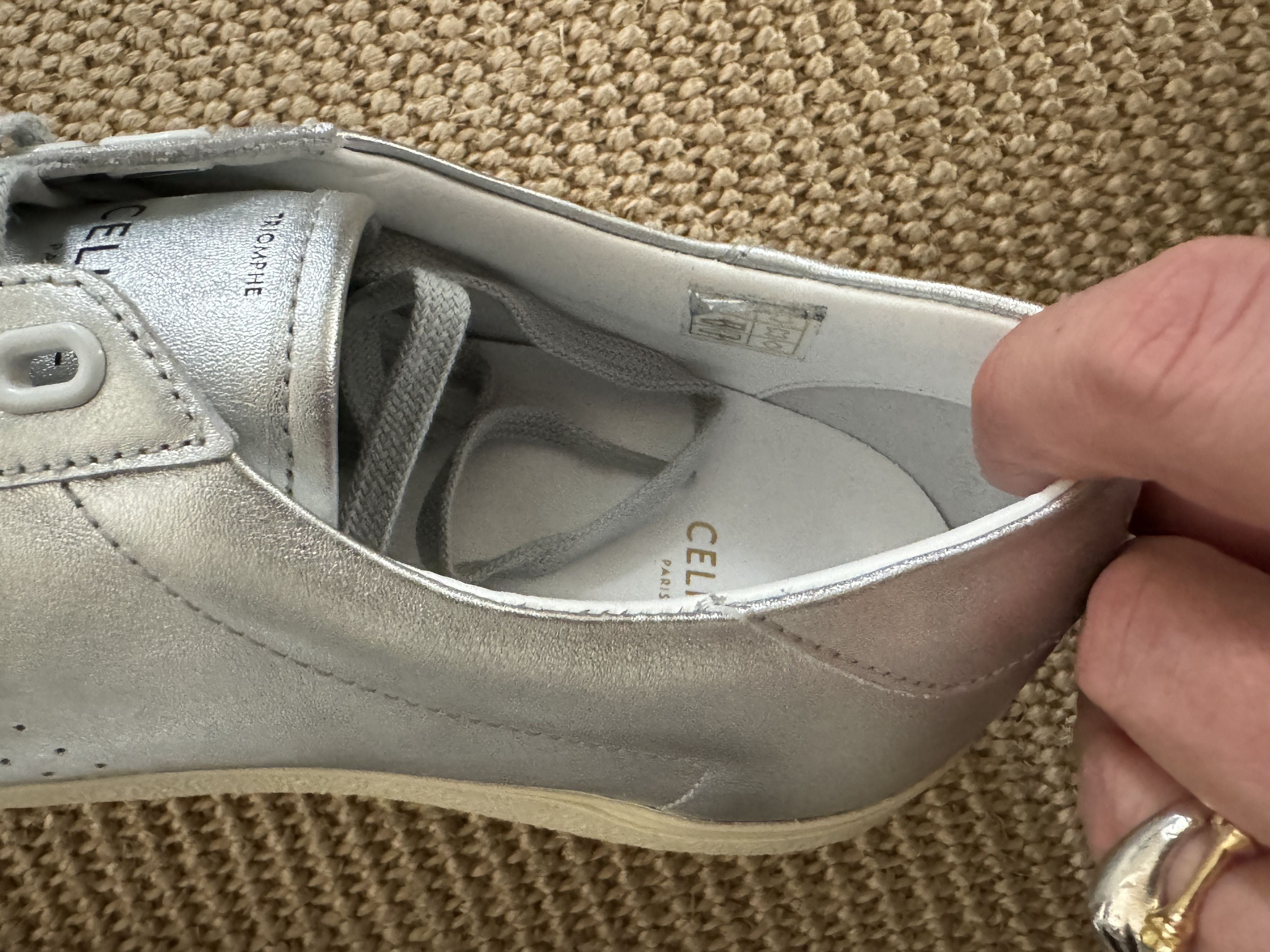 Celine × Hedi Slimane CELINE TRIOMPHE LOW LACE UP SNEAKER CALFSKIN