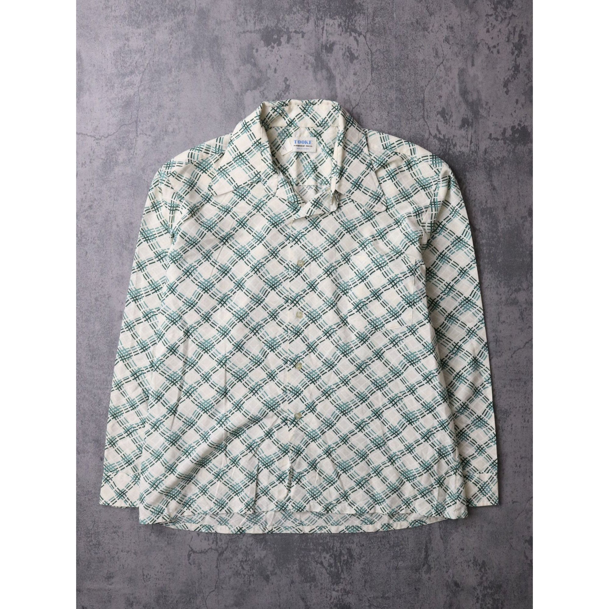 Vintage 70s 80s Vintage Tooke Shirt Button Up Pattern Size US L / EU 52-54 / 3 - 1 Thumbnail