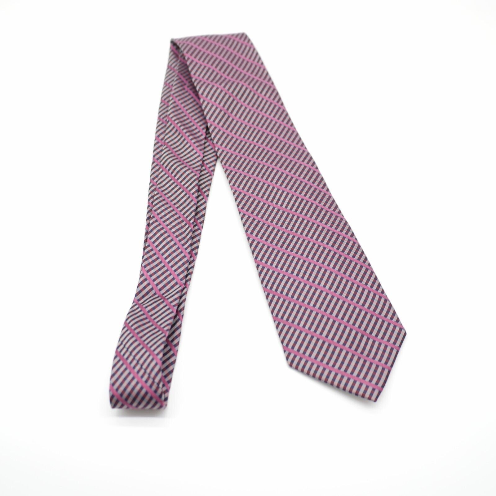 DKNY Dkny Woven Red Blue Plaid W/ Pink Striped Silk Tie Size ONE SIZE - 7 Thumbnail