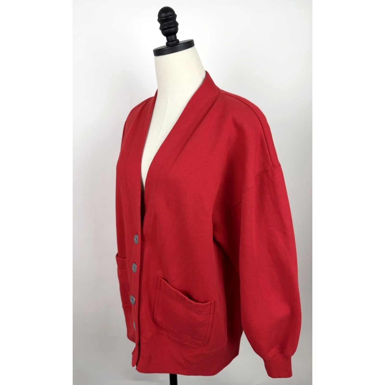 Vintage VINTAGE Cardigan Sweatshirt Womens Medium Red Knit Pockets 90s Teacher Minimal Size M / US 6-8 / IT 42-44 - 5 Thumbnail