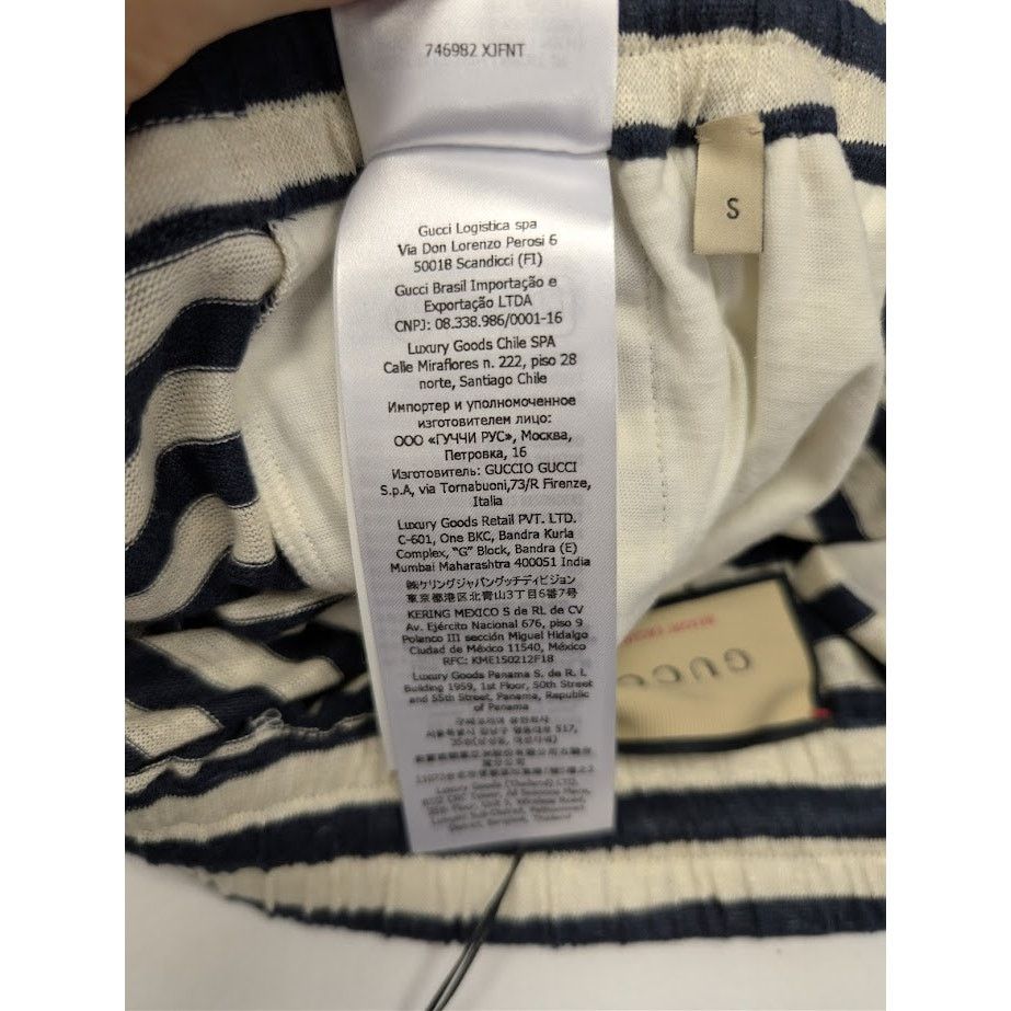 Gucci o1rshd1 Striped Linen Jersey Basket Pant in Navy/Milk Size US 30 / EU 46 - 19 Thumbnail