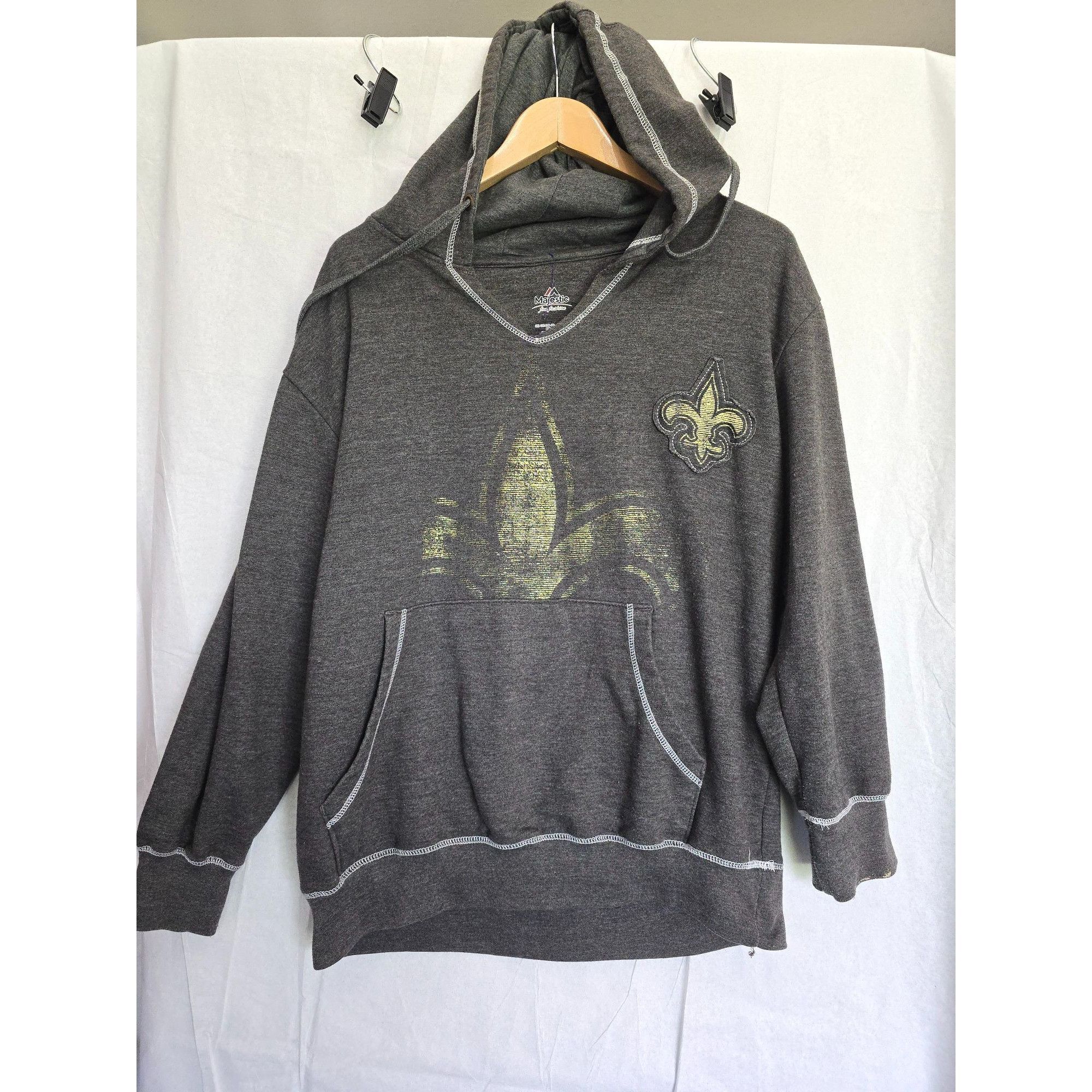 Majestic NFL Saints Majestic Fan Fashion Hoodie Charcoal Gray Size L / US 10 / IT 46 - 1 Thumbnail