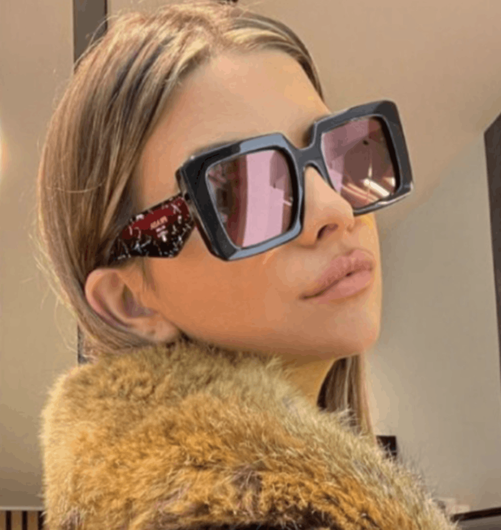image of New Prada Pr23Ysf - 1Ab06Q Square Sunglasses in Black, Women's