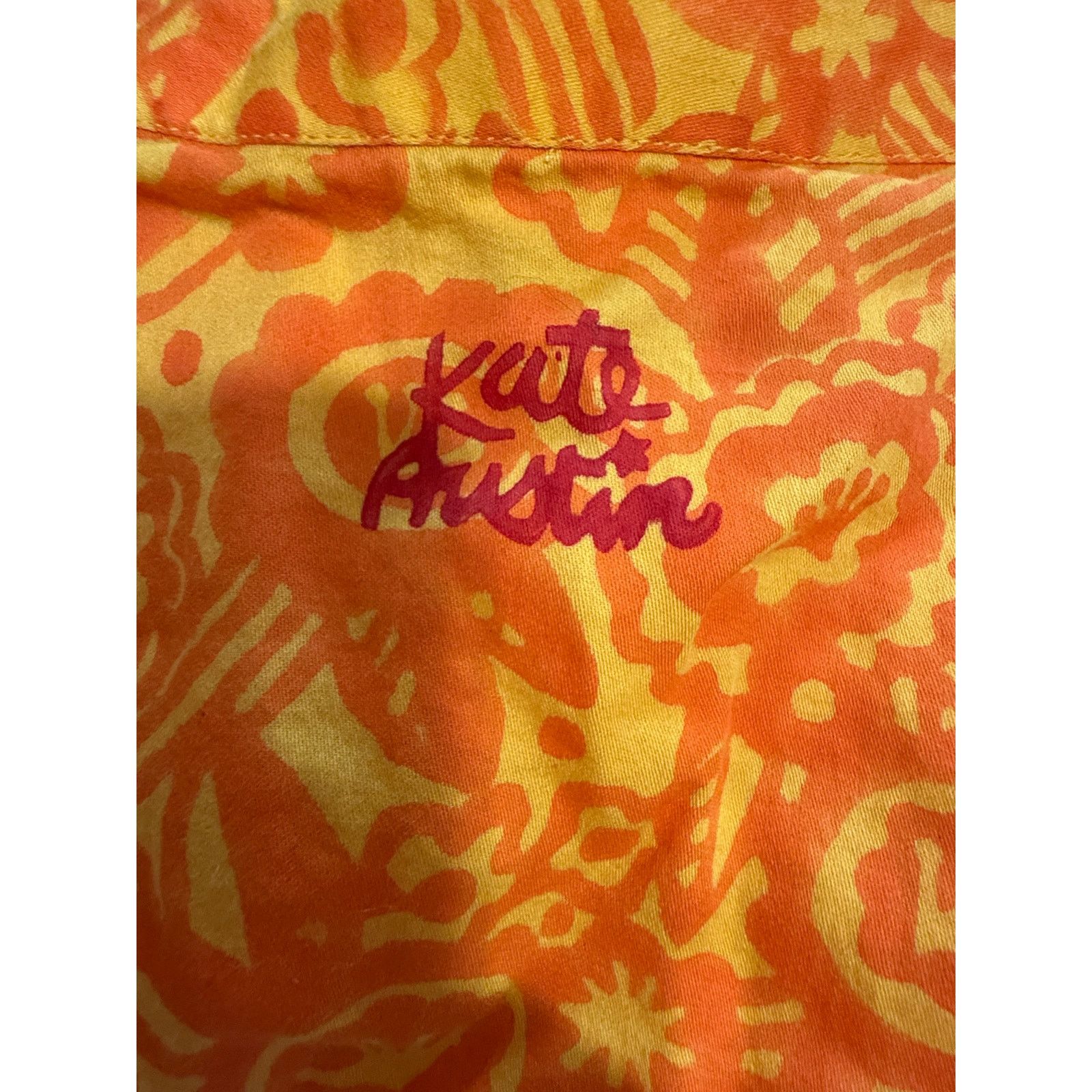 Other Kate Austin 100% Cotton Orange Yellow Oversized Caftan Dress Size M / US 6-8 / IT 42-44 - 2 Thumbnail