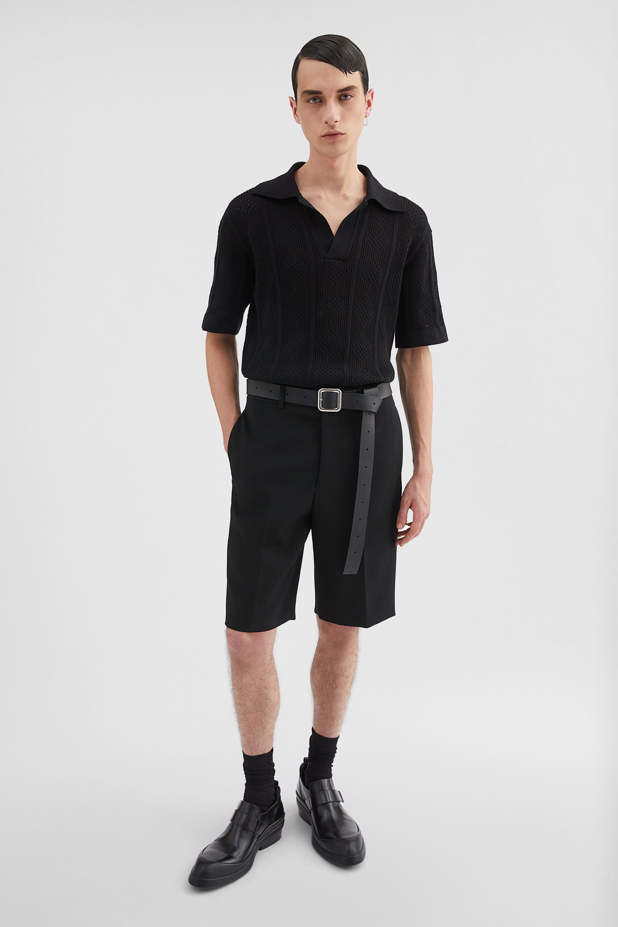 Jil Sander o1loc1c0426 Knit Polo T-Shirt in Black Size US L / EU 52-54 / 3 - 6 Thumbnail