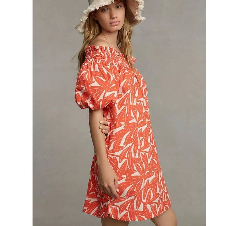 Anthropologie New WHIT TWO Banana Leaf Off-The-Shoulder Tunic Dress Small Size S / US 4 / IT 40 - 1 Thumbnail