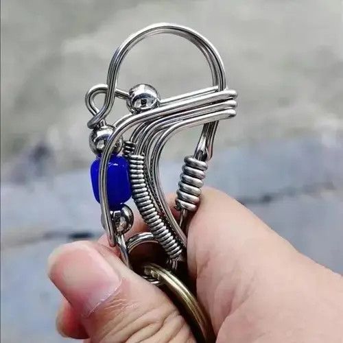 Vintage Blue Matte Bead Handicraft Mechanical KeyRing Size ONE SIZE - 2 Thumbnail