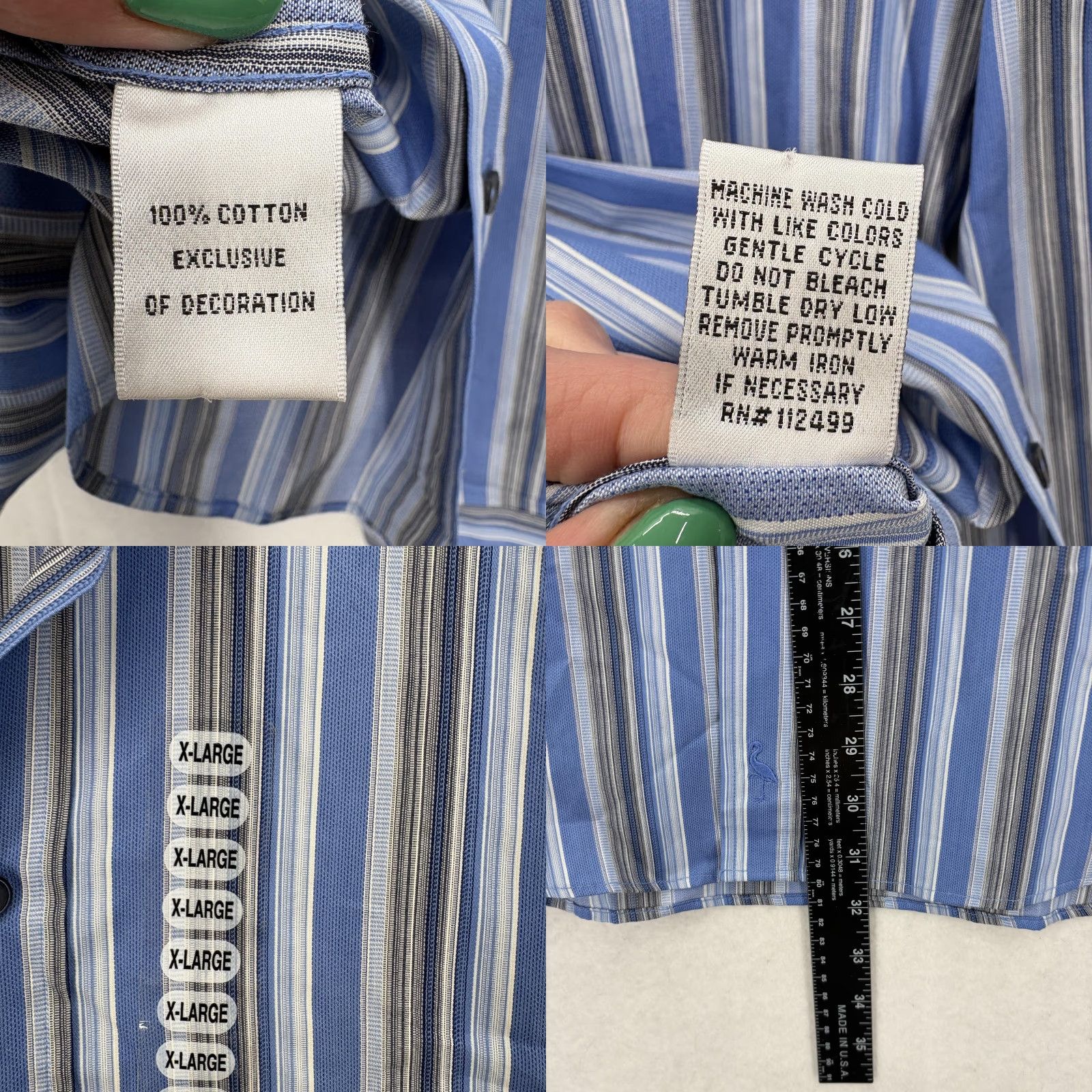 Tailorbyrd TailorByrd Dress Shirt Mens XL Blue Stripe Slim Long Sleeve Business NWOT Size 46R - 8 Thumbnail