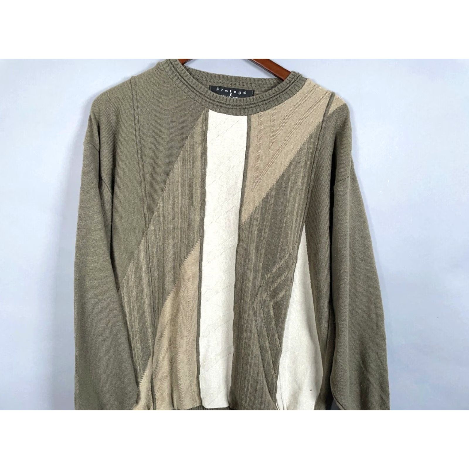 Vintage VINTAGE Protege Striped Sweater Adult Large Green White Knit Crew Neck Mens L Lightweight Christmas Casual 90s Retro Hipster Pullover Size US L / EU 52-54 / 3 - 3 Thumbnail