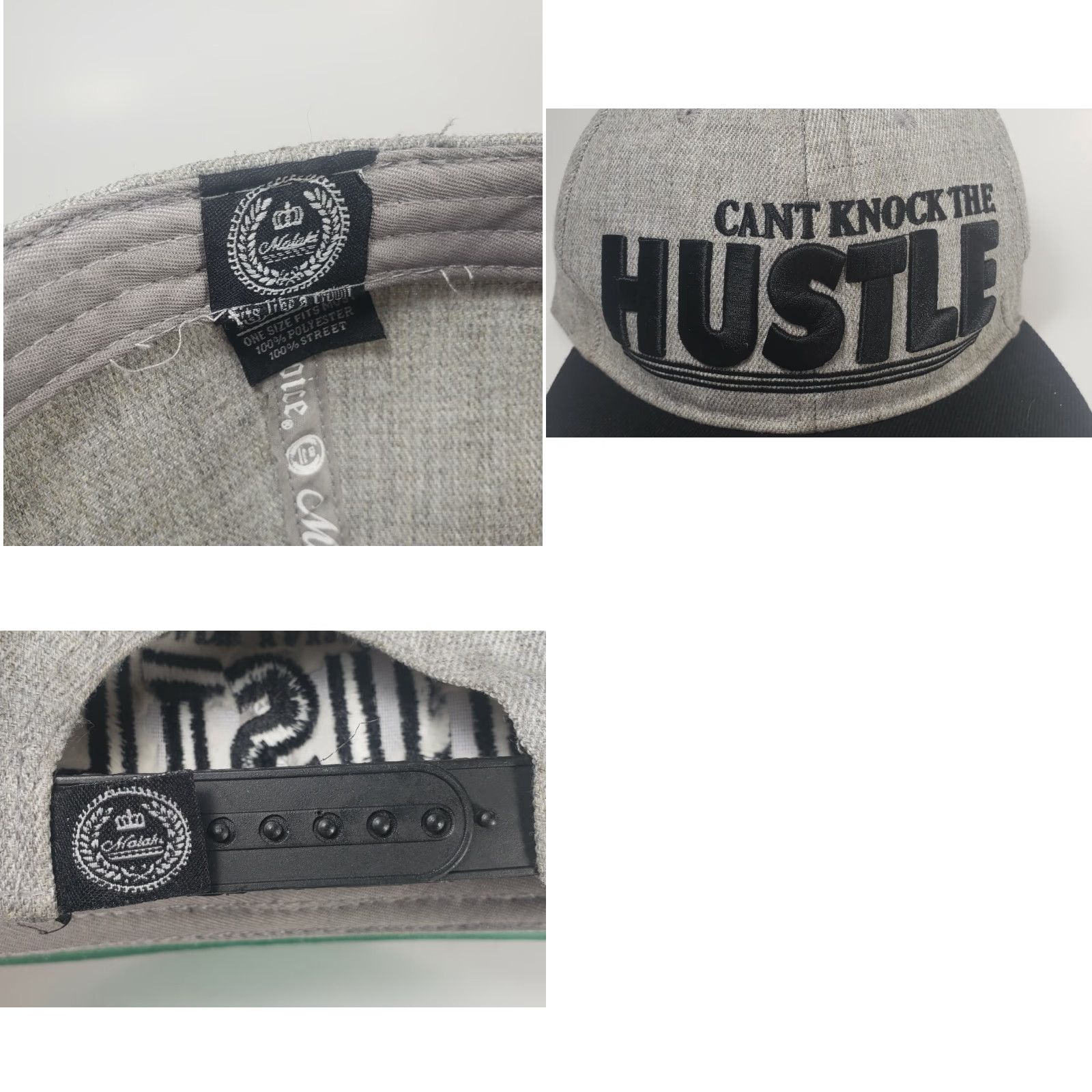 Logo 7 Kings Choice You Can't Knock The Hustle Black SnapBack Hat Basketball Logo Men's Adjustable Hat Size ONE SIZE - 8 Thumbnail