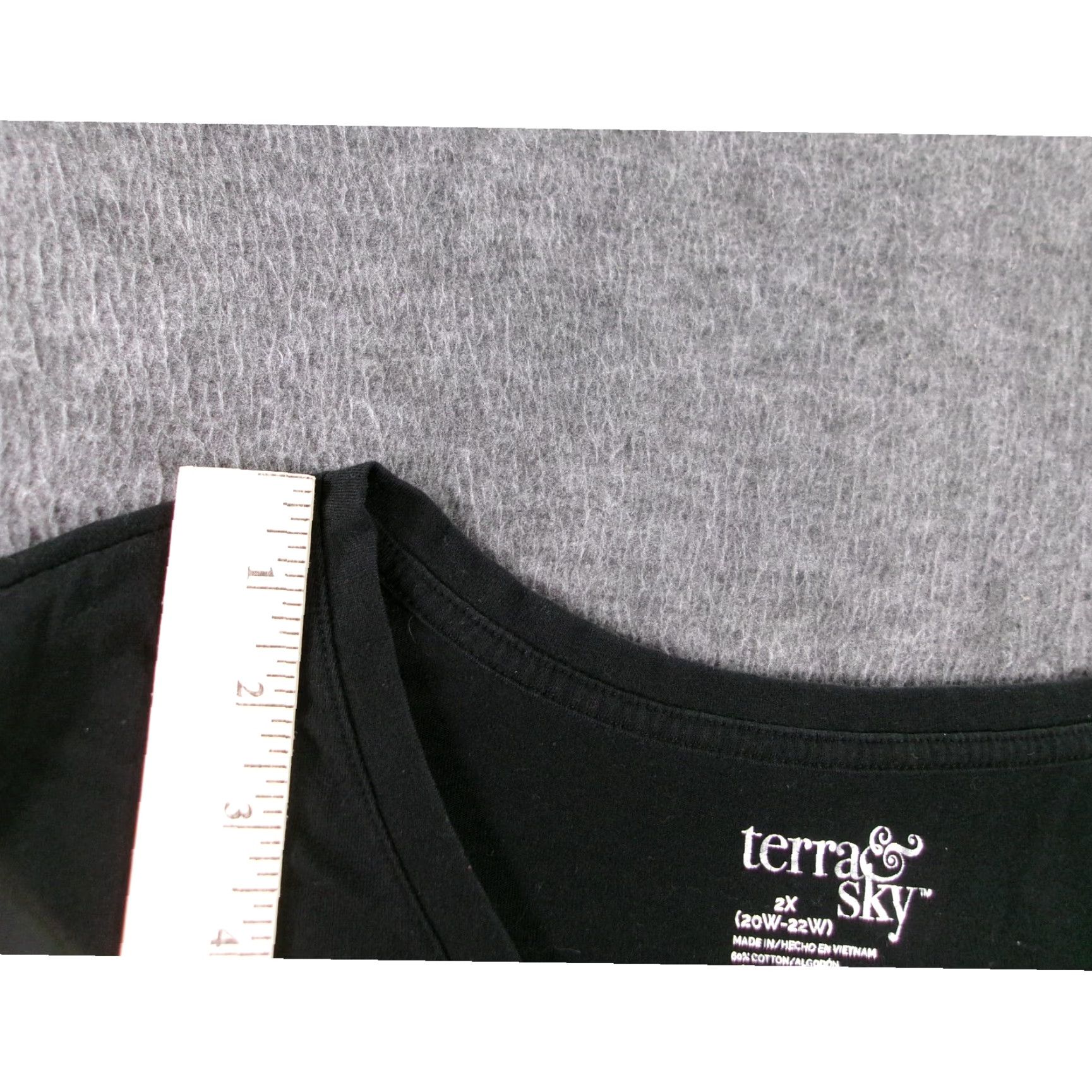 Vintage Terra & Sky T-Shirt Womens 2X Black V-Neck Short Sleeve Cotton Blend Polyester Relaxed Basic Casual Everyday Crew? Size XXL / US 16-18 / IT 52-54 - 4 Thumbnail