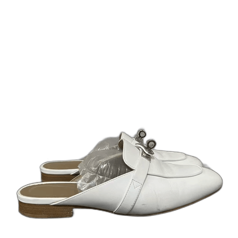 Hermes Hermes Kelly Mules in White Size 35.5-yf Size US 5.5 / EU 38 - 1 Thumbnail