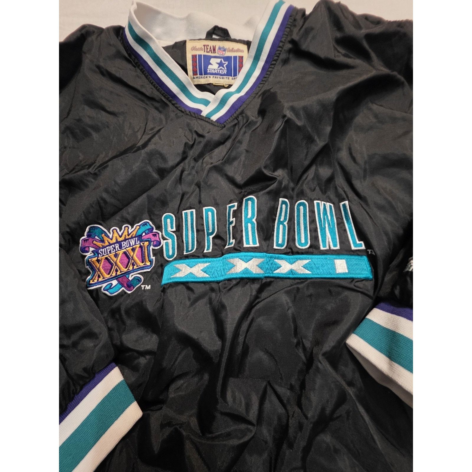 Starter 1997 Starter Superbowl V-neck Pullover Windbreaker Jacket Size US S / EU 44-46 / 1 - 3 Thumbnail