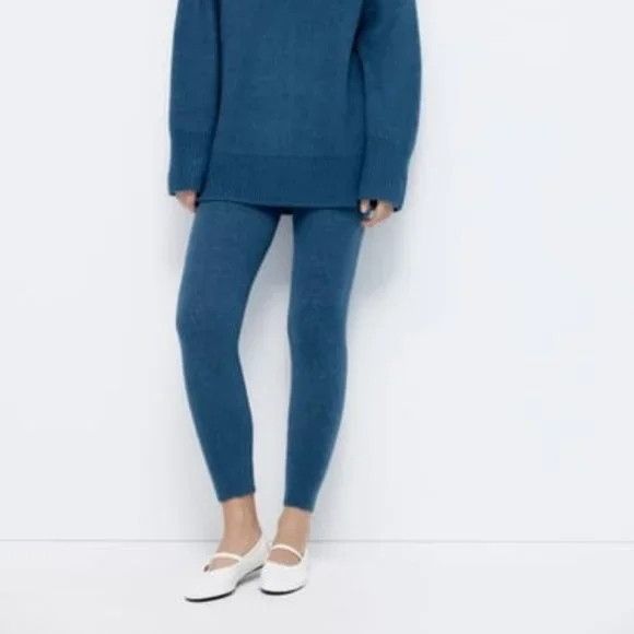 Zara Zara Knit Sweater & Leggings Set In Blue Green Size S / US 4 / IT 40 - 2 Thumbnail