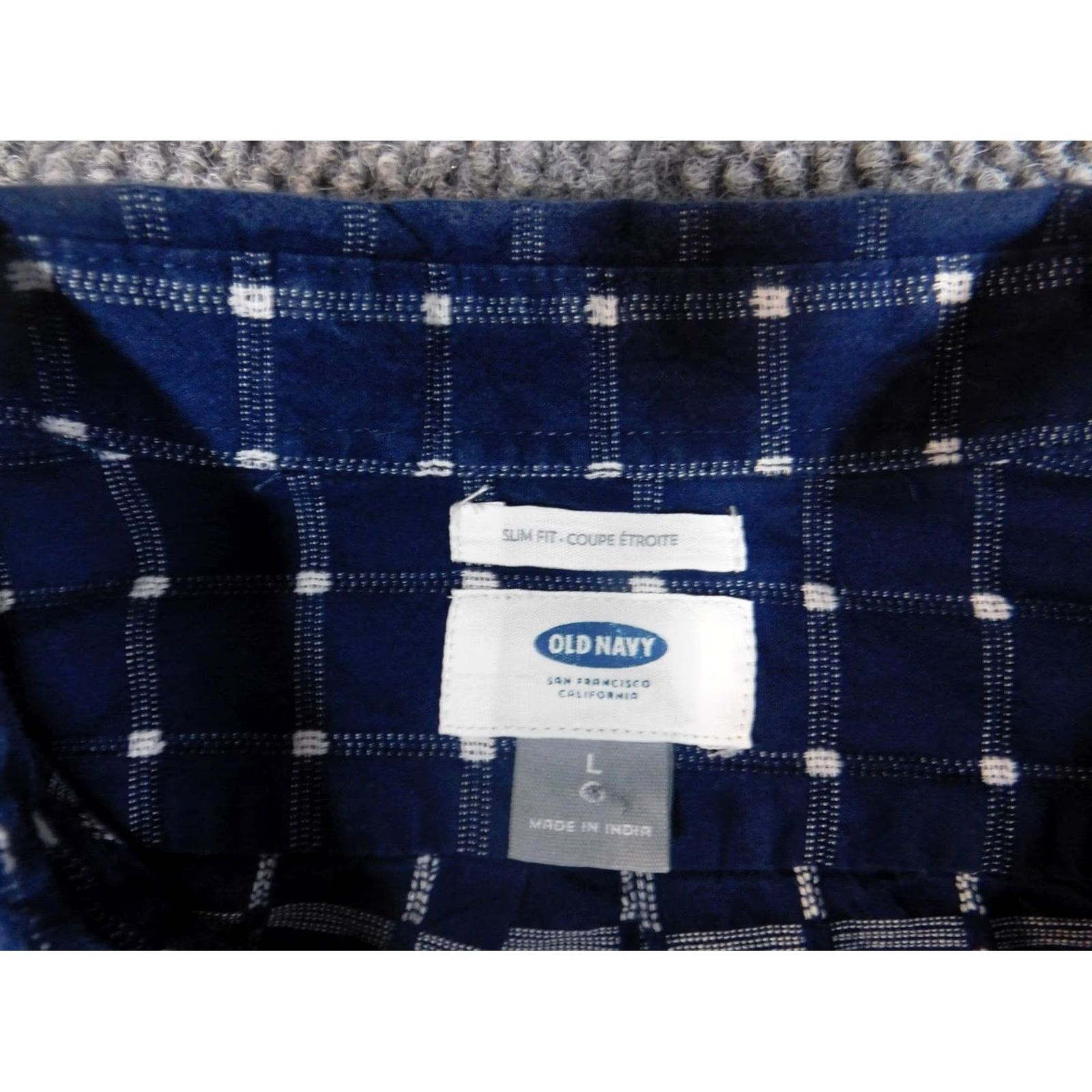 Old Navy Old Navy Mens Shirt Long Sleeve Plaid Button-Down Slim Fit Blue Large Regular Collared Button-Up Pockets Size US L / EU 52-54 / 3 - 6 Thumbnail