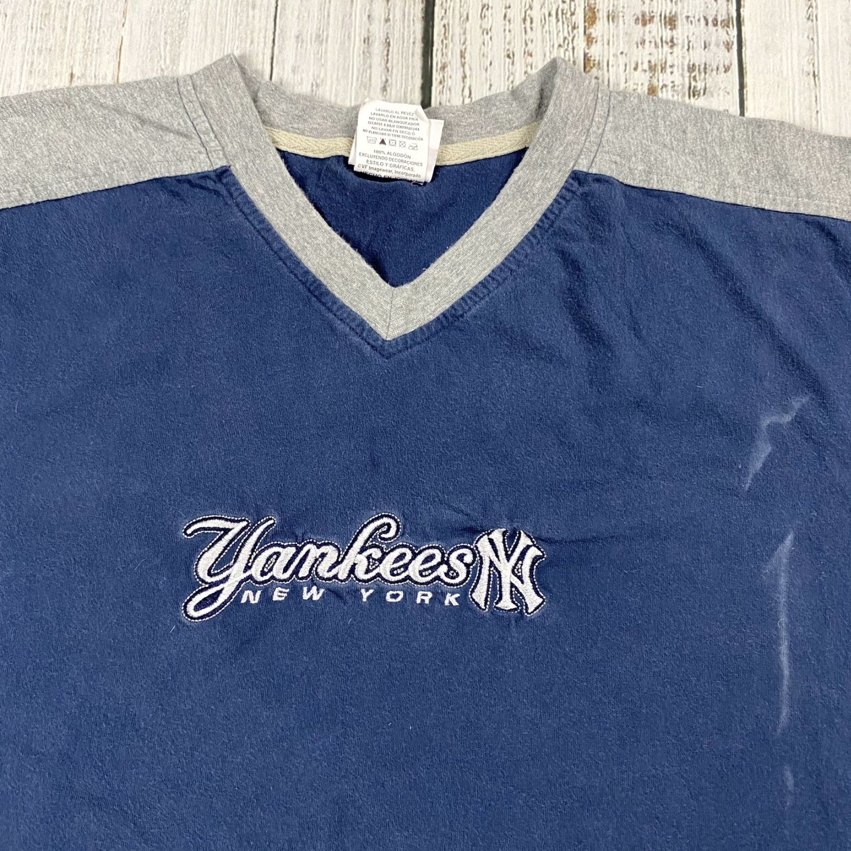 X-LARGE VTG CSA Yankees Embroidered Colorblock Jersey Tee - Adult XL Gray - 1990s Retro Shirt Mens XL Size US XL / EU 56 / 4 - 2 Thumbnail