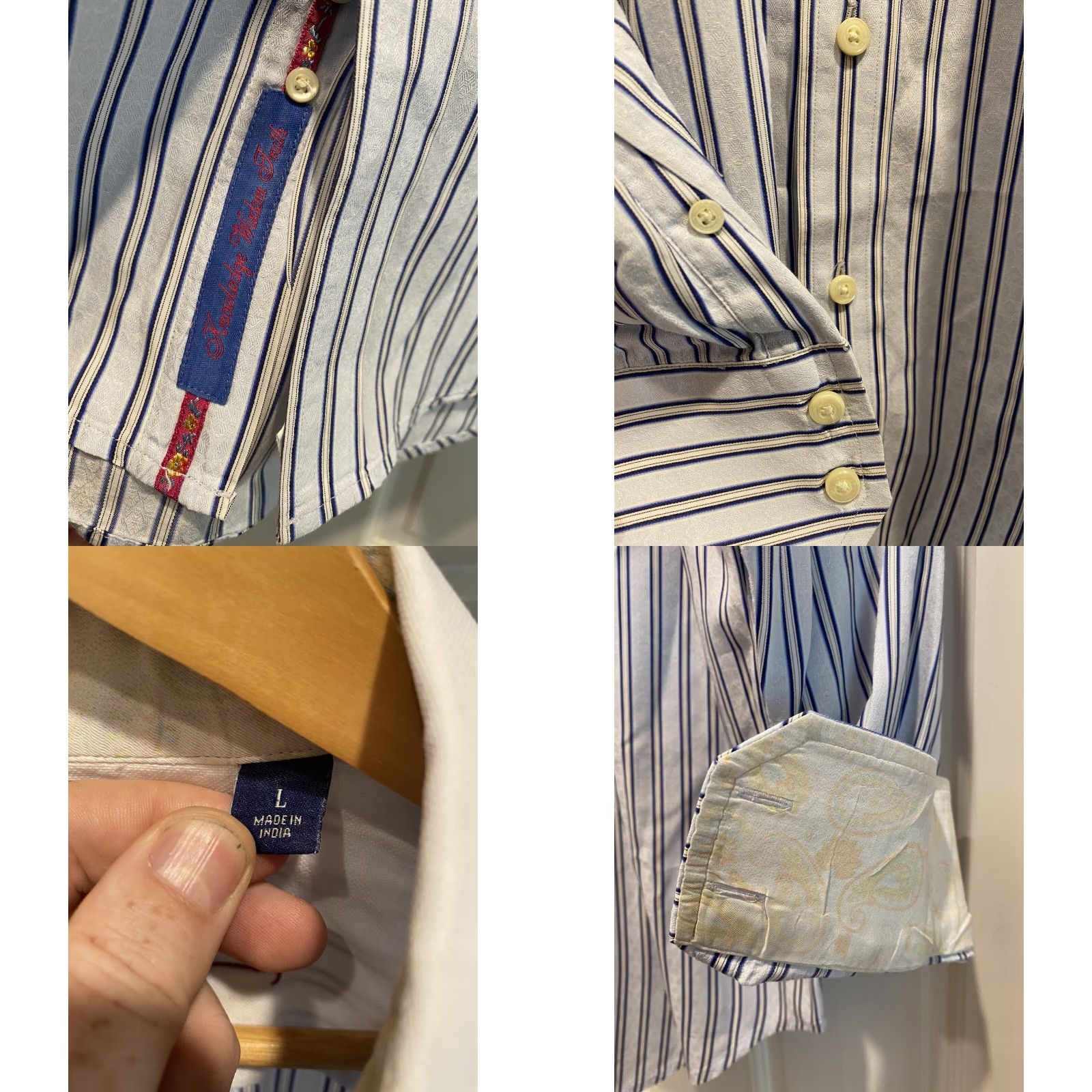 Robert Graham ROBERT GRAHAM Money Wall Street Button-Down Shirt Blue White Large Men’s Button-Up Shirt L Mens Size US L / EU 52-54 / 3 - 8 Thumbnail
