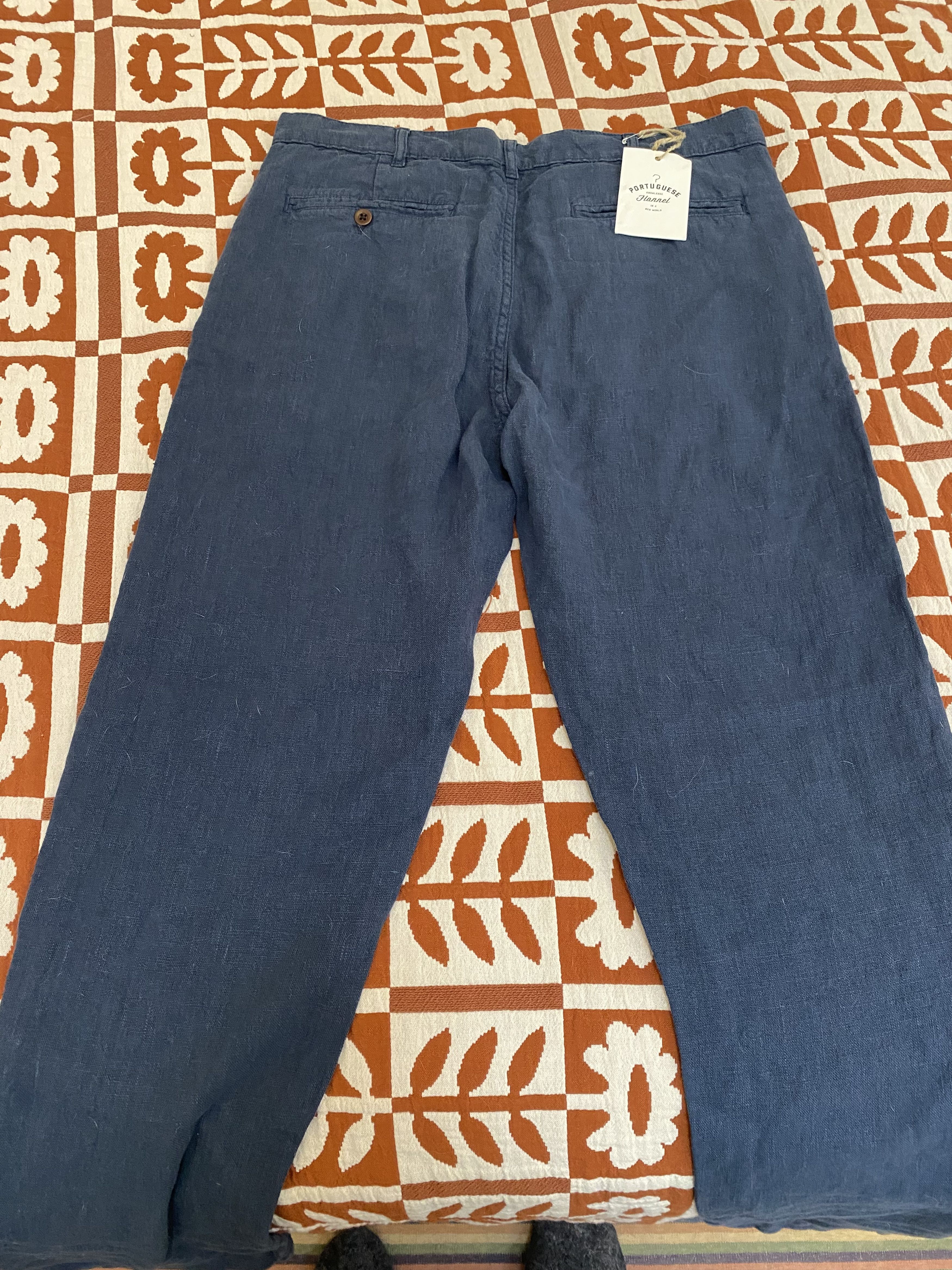 Portuguese Flannel Brand New Portuguese Flannel Medium Linen Trouser in Navy Size US 32 / EU 48 - 1 Thumbnail