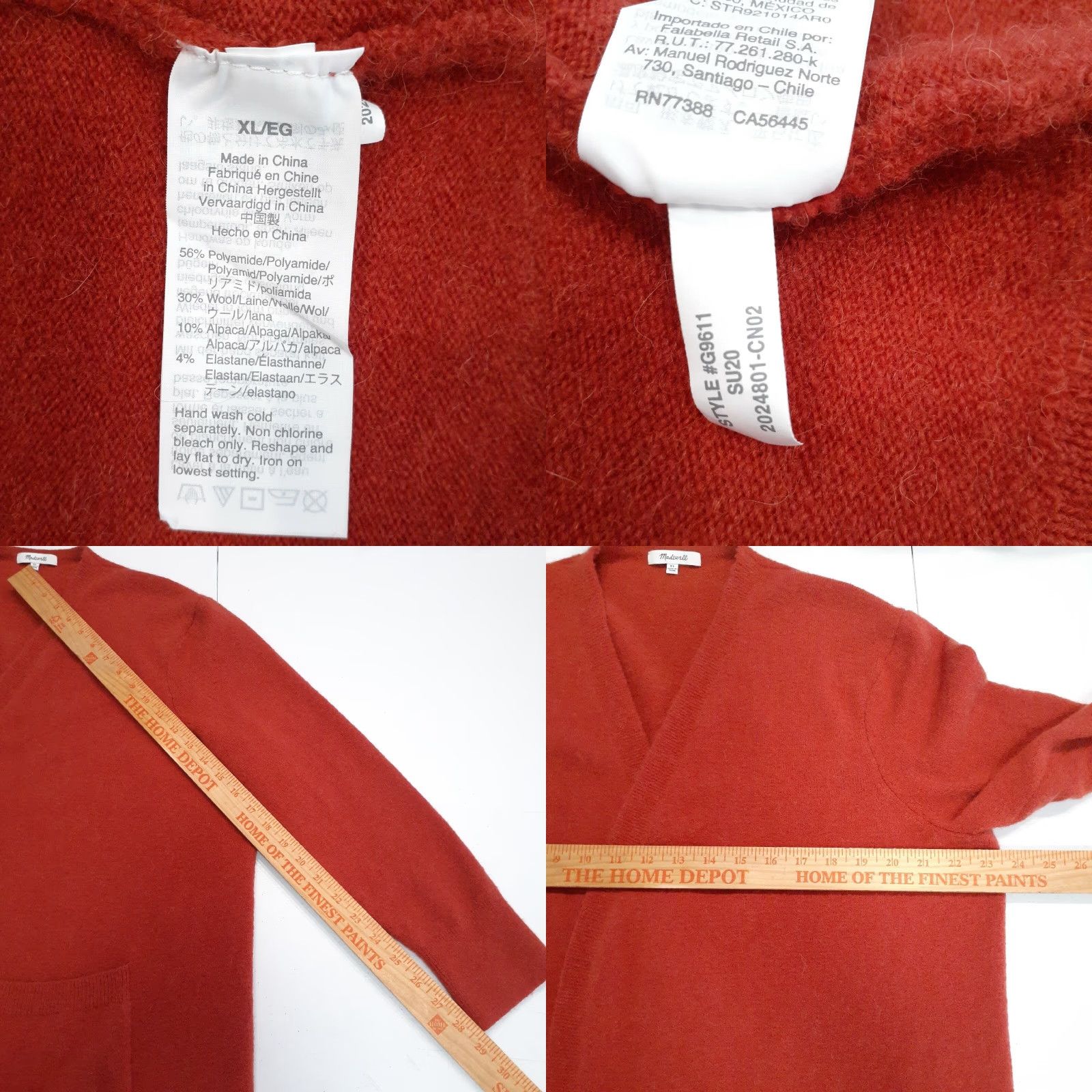 Madewell VINTAGE Madewell Cardigan Sweater Wool Blend Open Front Medium Orange Women Adjustable Pockets Size M / US 6-8 / IT 42-44 - 8 Thumbnail