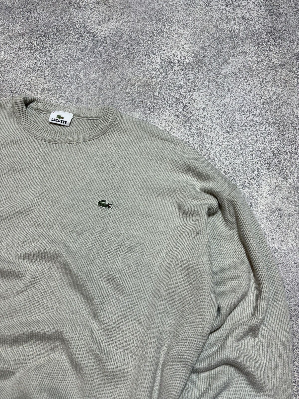 Japanese Brand × Lacoste × Vintage 🐊 Vintage Lacoste Beige Knitted Baggy Wool Sweater Y2K Size US XL / EU 56 / 4 - 2 Thumbnail