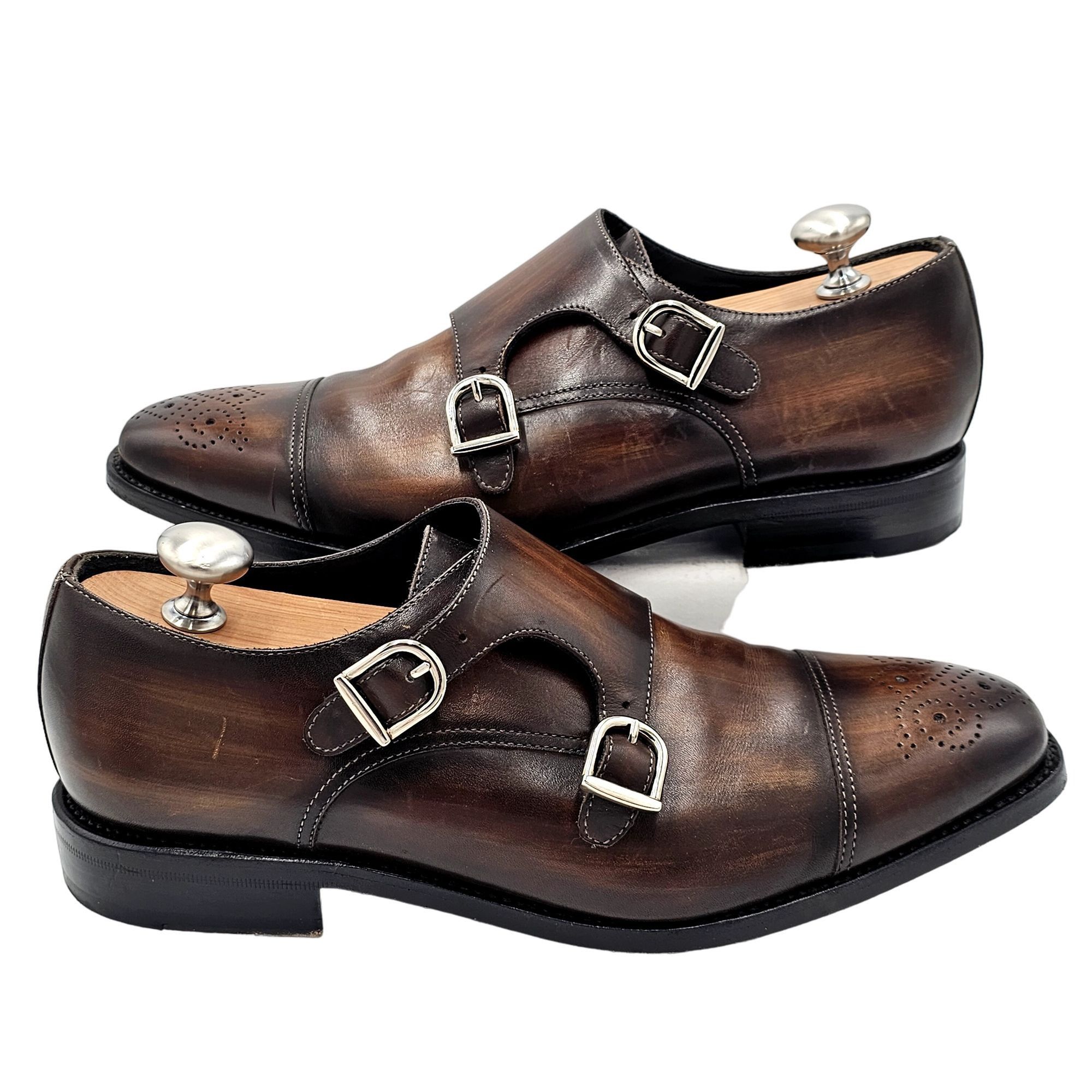 Other Chalk Mark Men's 8.5 Antique Patina Brown Dress Shoes Double Size US 8.5 / EU 41-42 - 4 Thumbnail
