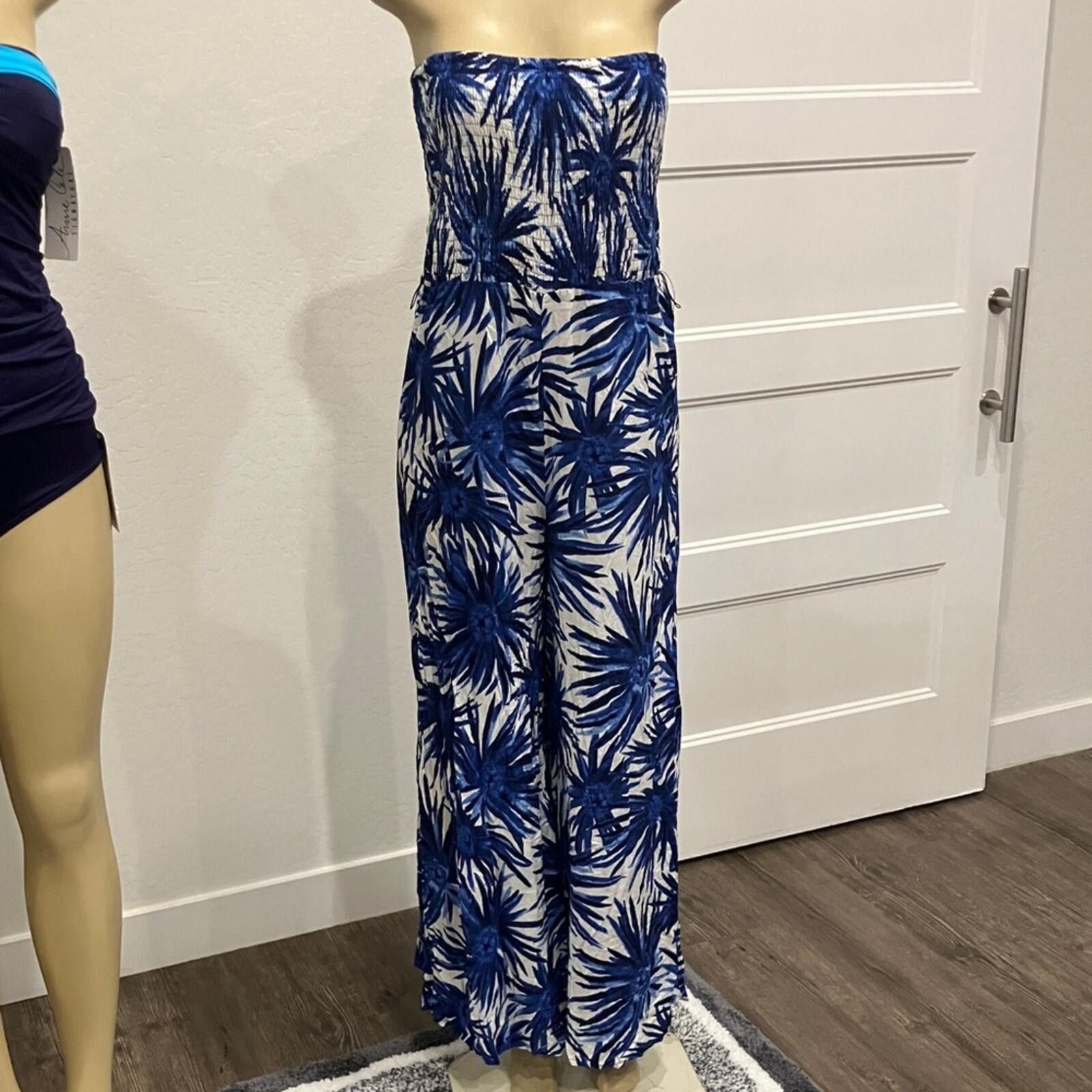 Other 1. State Blue and White Strapless Tropical Jumpsuit Size 36" / US 14 / IT 50 - 7 Thumbnail