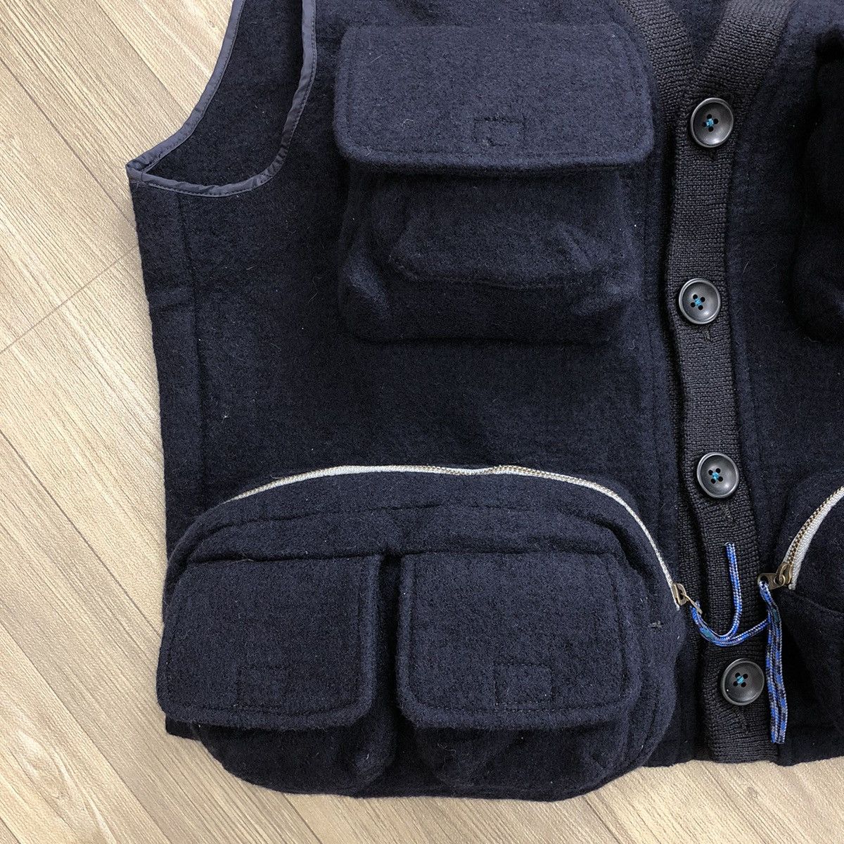 Japanese Brand × Karl Helmut Vintage Karl Helmut Pink House 3D Multi Pocket Wool Vest Size US L / EU 52-54 / 3 - 8 Thumbnail