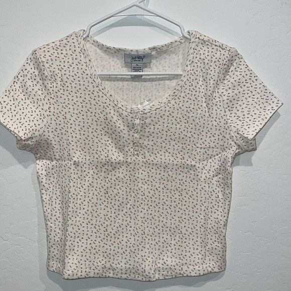 Other Womens White Floral Print Ribbed Crop Top With Button Detail Size L / US 10 / IT 46 - 5 Thumbnail
