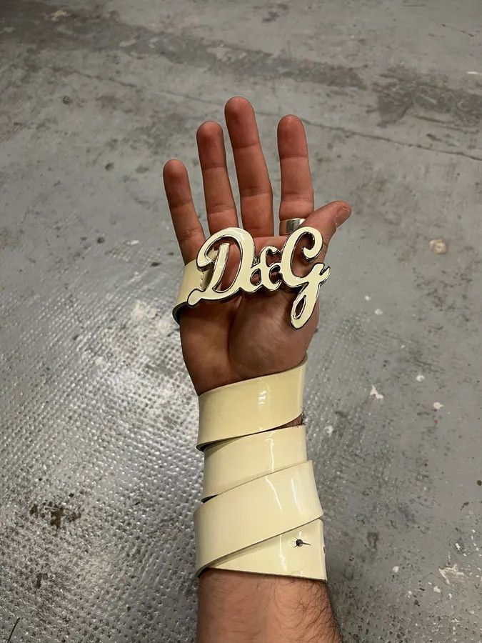 Dolce & Gabbana 2000s Dolce & Gabbana White Leather Belt Size ONE SIZE - 2 Thumbnail