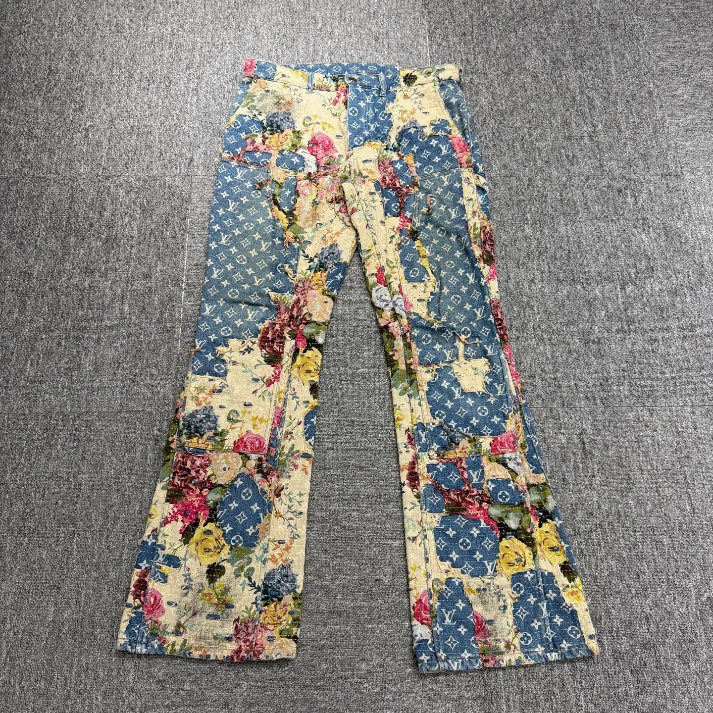 Louis Vuitton Blue Patchwork Floral Print Casual Pants Size 36. Size US 36 / EU 52 - 1 Thumbnail