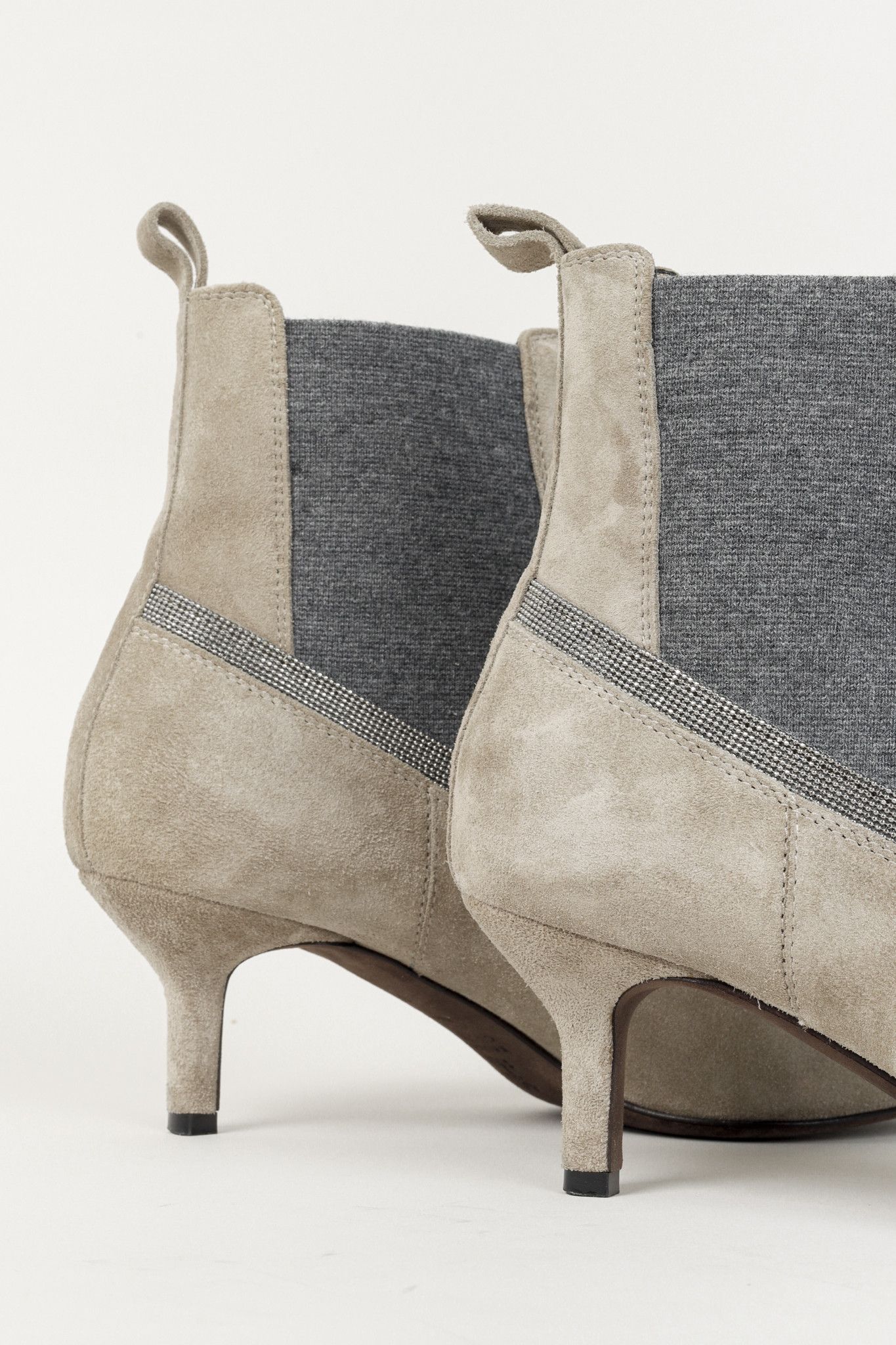 Brunello Cucinelli Brunello Cucinelli Monili Trimmed Sand Suede Booties Size US 7.5 / IT 37.5 - 8 Thumbnail