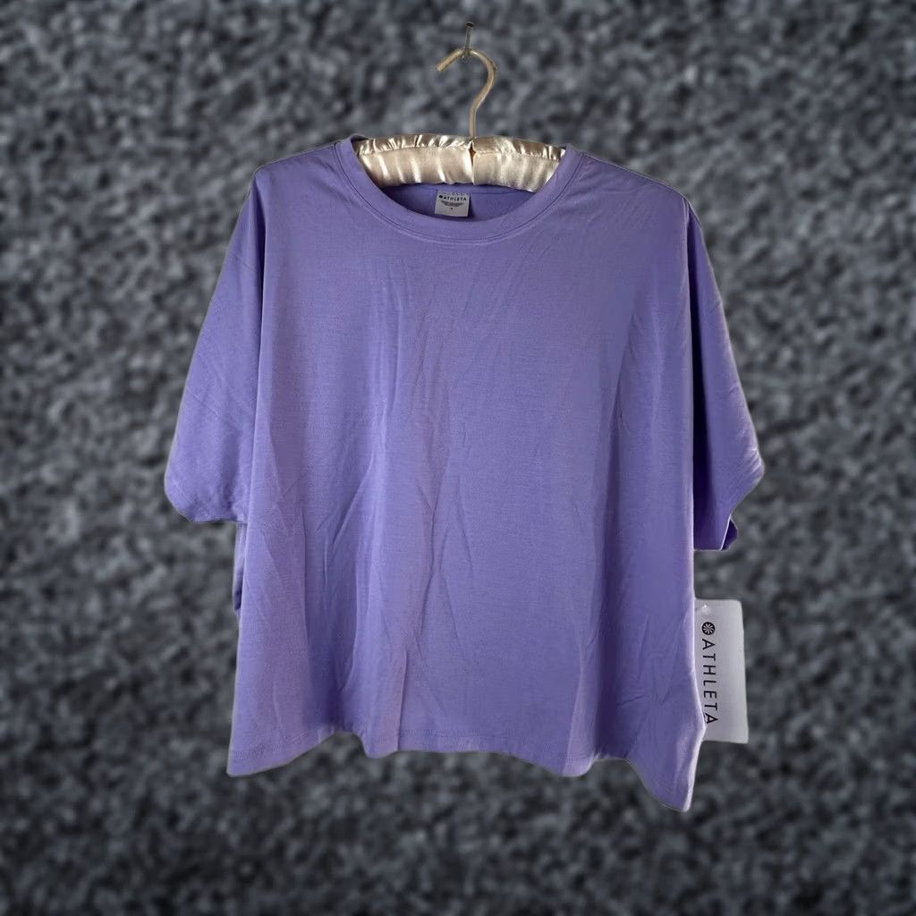 Athleta Athleta Essence Crop Tee Womens XL Purple Dolman Sleeve Crew Neck T-Shirt New Size ONE SIZE - 1 Thumbnail