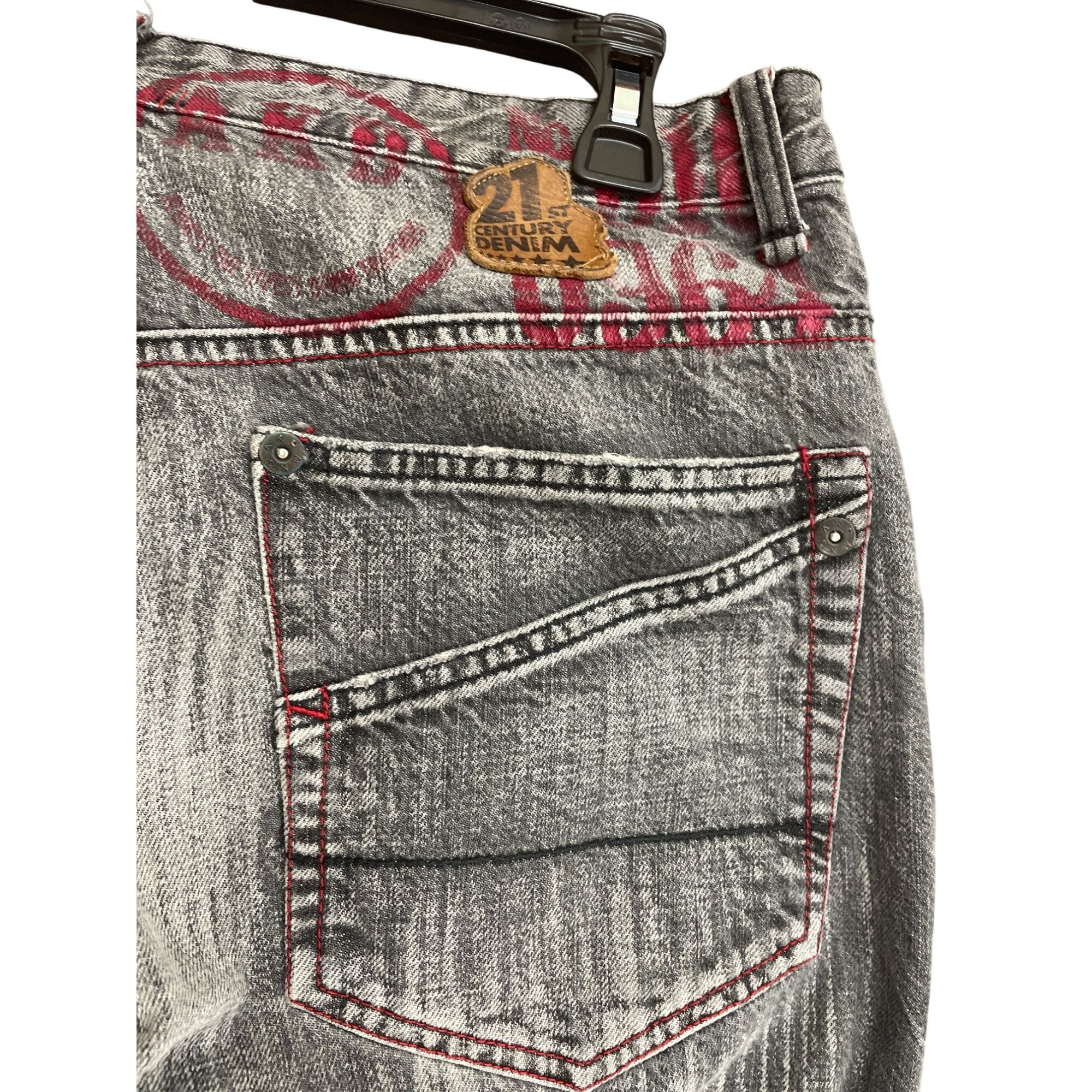 Akademiks Akademiks Mens Distressed Gray Graphic Wide-Leg Jeans Size 3 Size US 34 / EU 50 - 15 Thumbnail