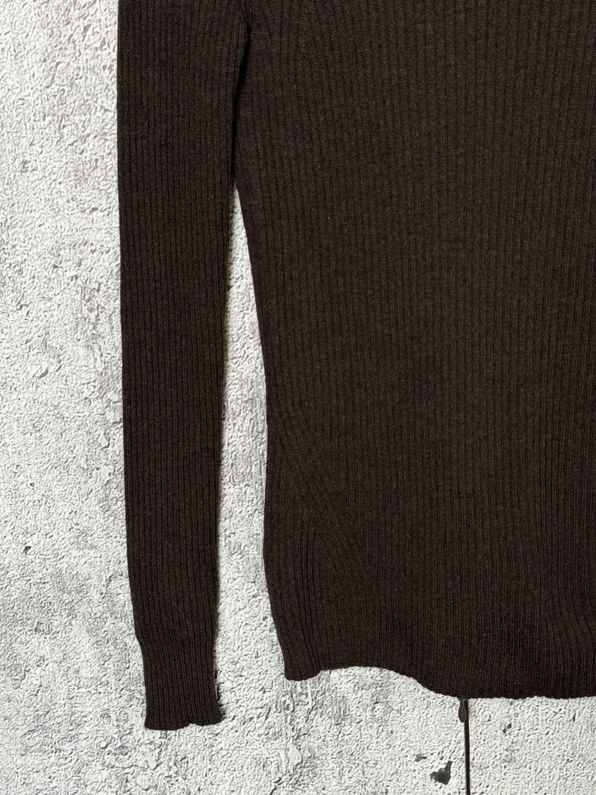 D.Exterior D.Exterior Brown Ribbed Wool Ruffle Zip Cardigan Sweater Size L / US 10 / IT 46 - 14 Thumbnail