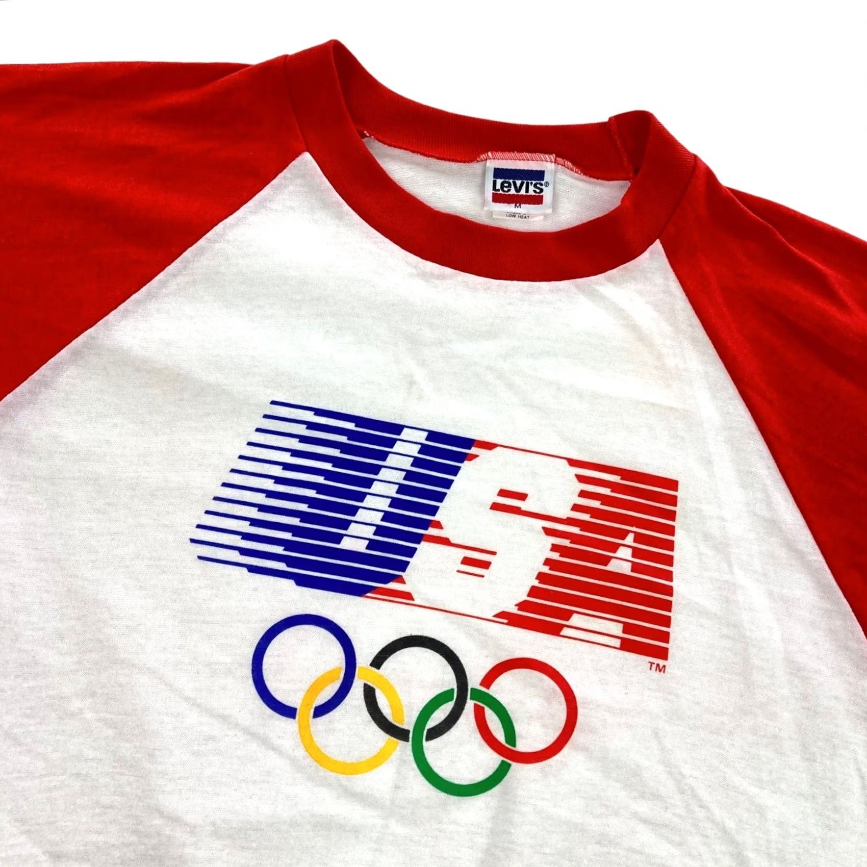 Levi's VTG Levi's 1984 Olympics Raglan Baseball T-Shirt Mens White Red 3/4 Sleeve Medium USA Raglan Graphic Tee Vintage Size US L / EU 52-54 / 3 - 2 Thumbnail