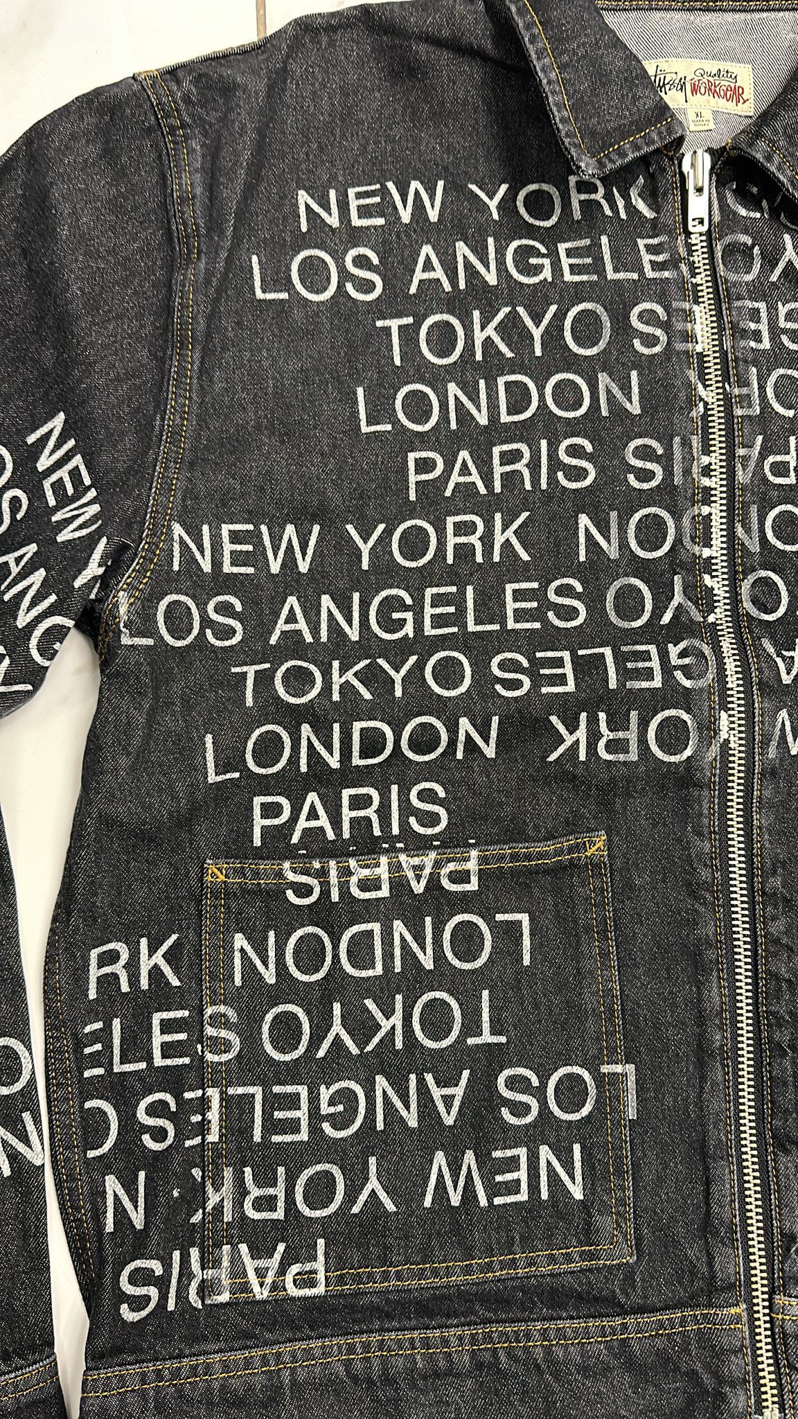 Stussy City Link Denim Zip Work Jacket Black XLarge Stussy City Link Denim Zip Work Jacket Black XLarge