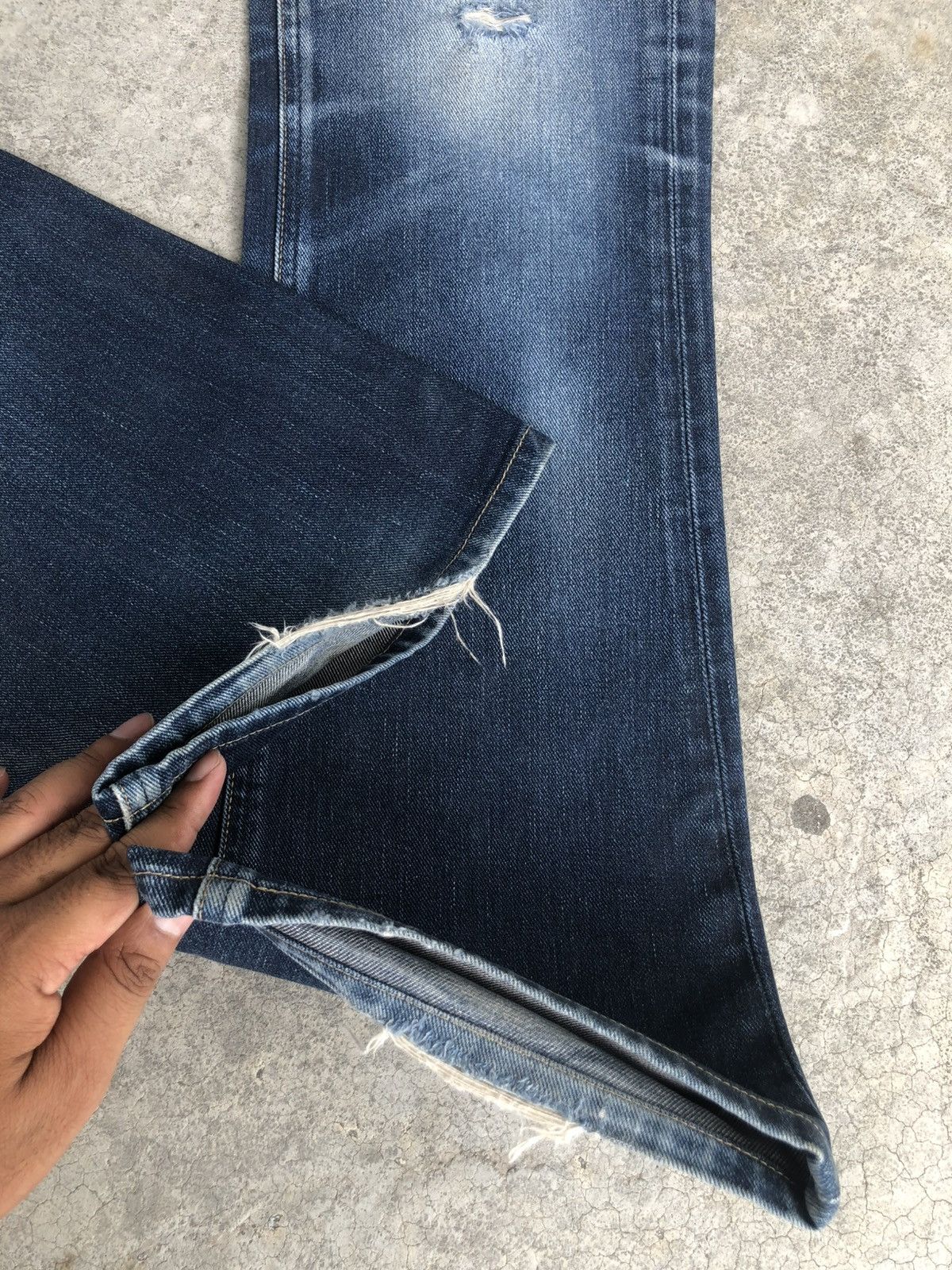 If Six Was Nine Japanese Lee Flared Jeans Distressed Denim Size US 33 - 13 Thumbnail