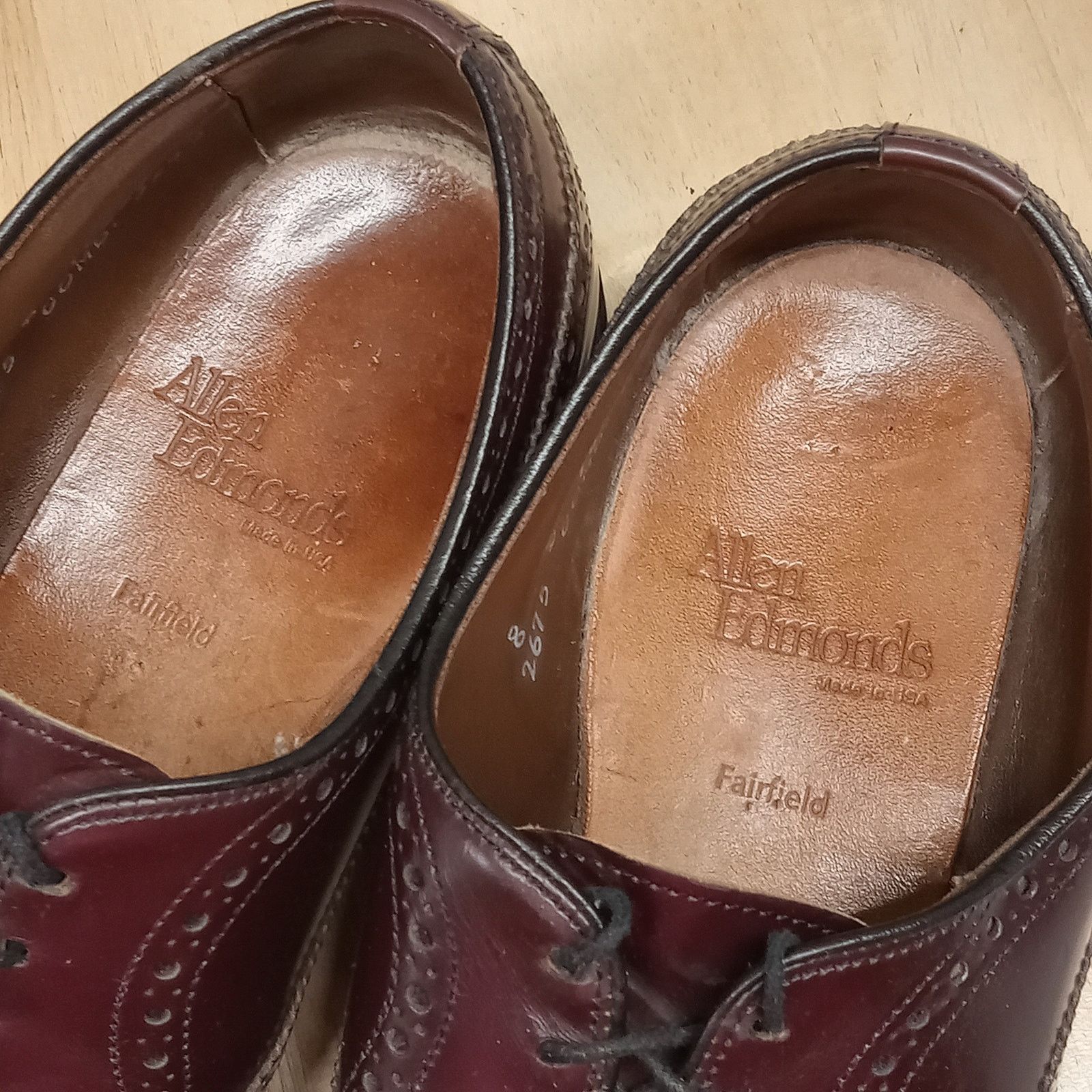 & Other Stories Allen Edmonds Fairfield Dress Shoes Mens 8D Cap Toe Leather Size US 8 / EU 41 - 6 Thumbnail